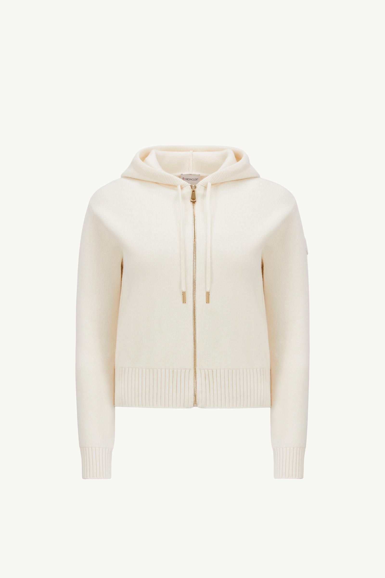 White Ivory Wool & Cashmere Zip-Up Hoodie - Sweaters