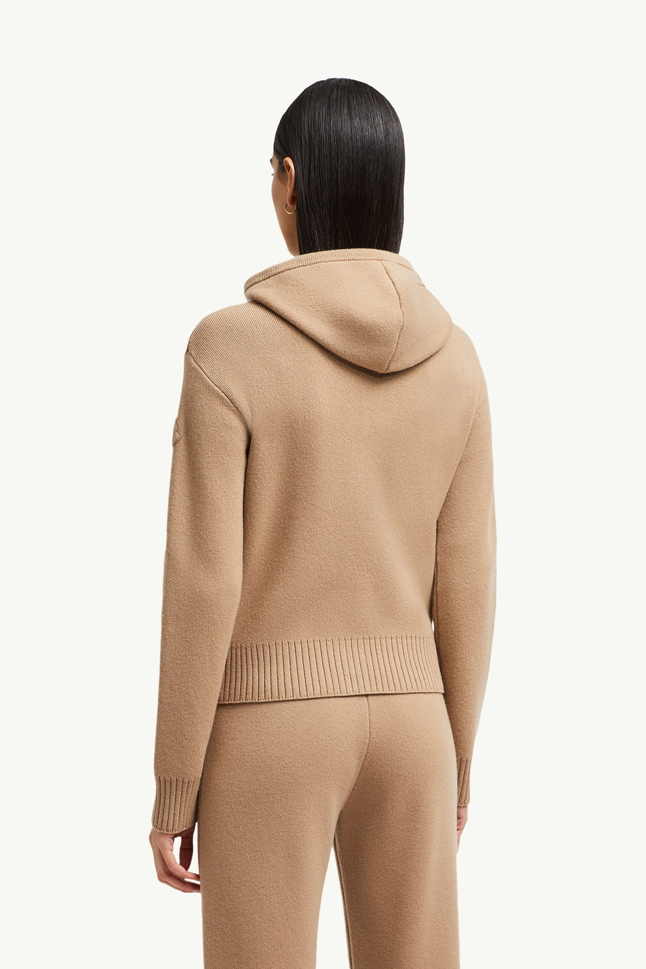 Wool & Cashmere Zip-Up Hoodie Women Camel Beige Moncler 4