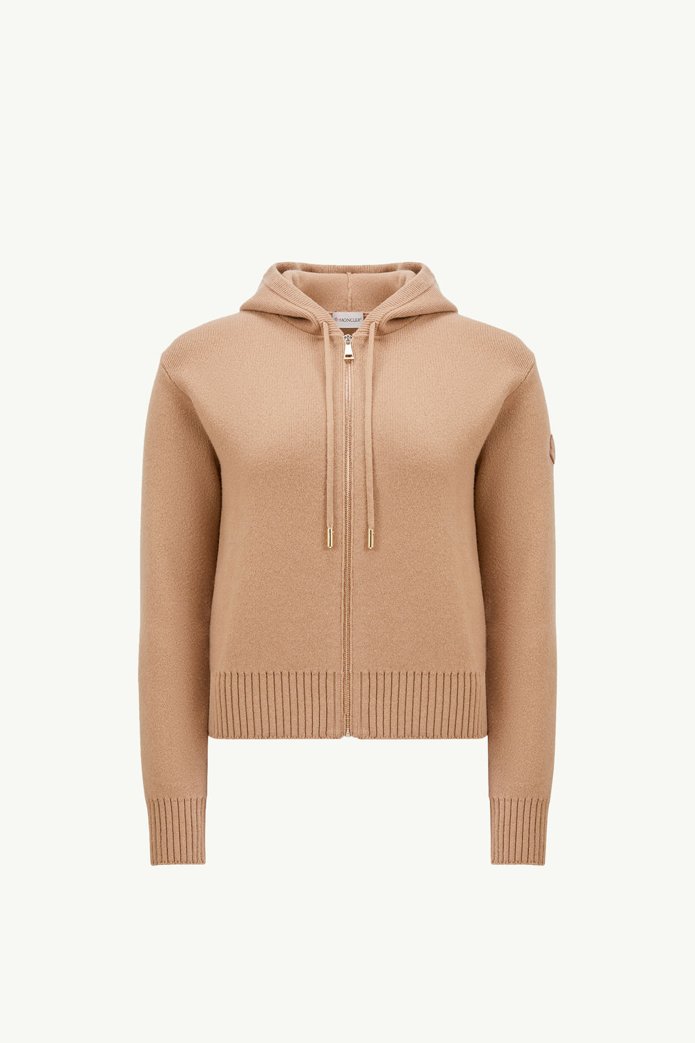 Wool & Cashmere Zip-Up Hoodie Women Camel Beige Moncler 2