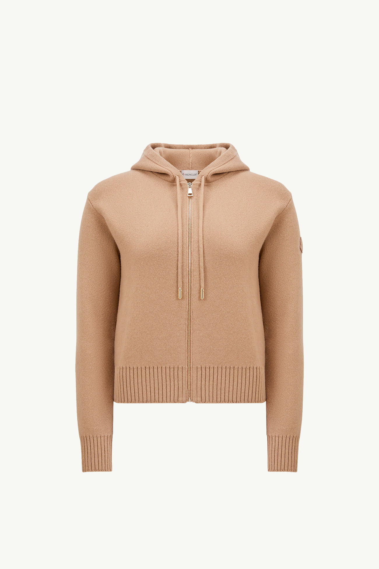 Wool & Cashmere Zip-Up Hoodie Women Camel Beige Moncler 2