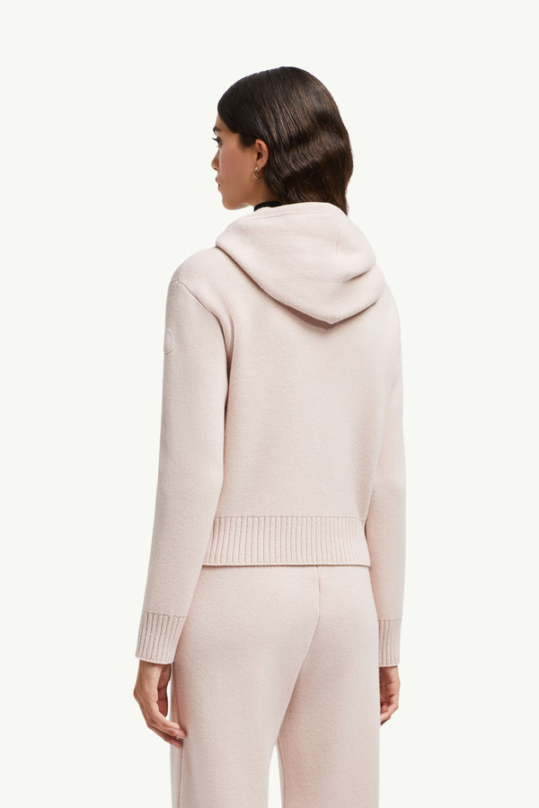 Wool & Cashmere Zip-Up Hoodie Women Light Pink Moncler 4