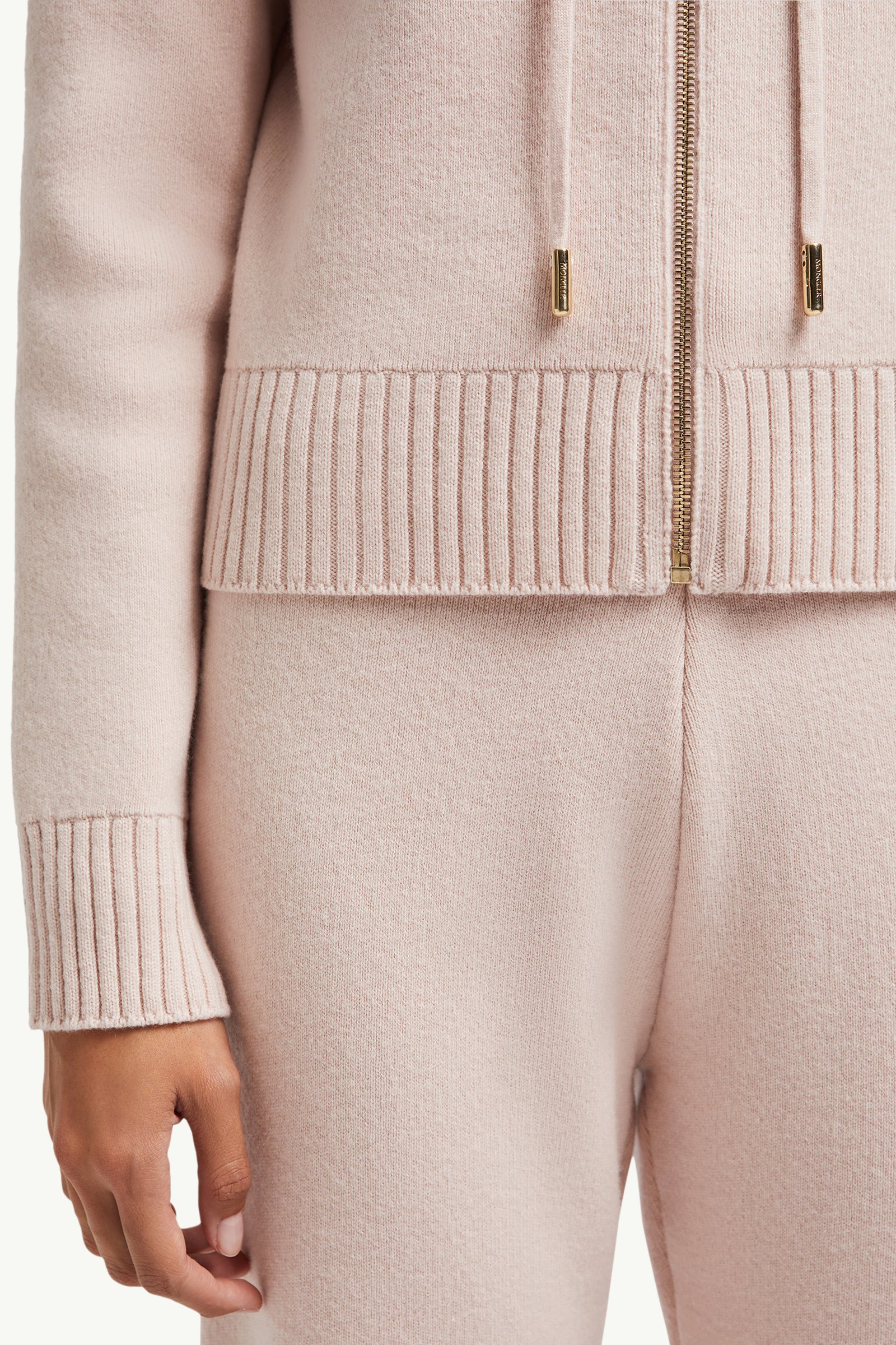 Light Pink Wool & Cashmere Zip-Up Hoodie - Sweaters