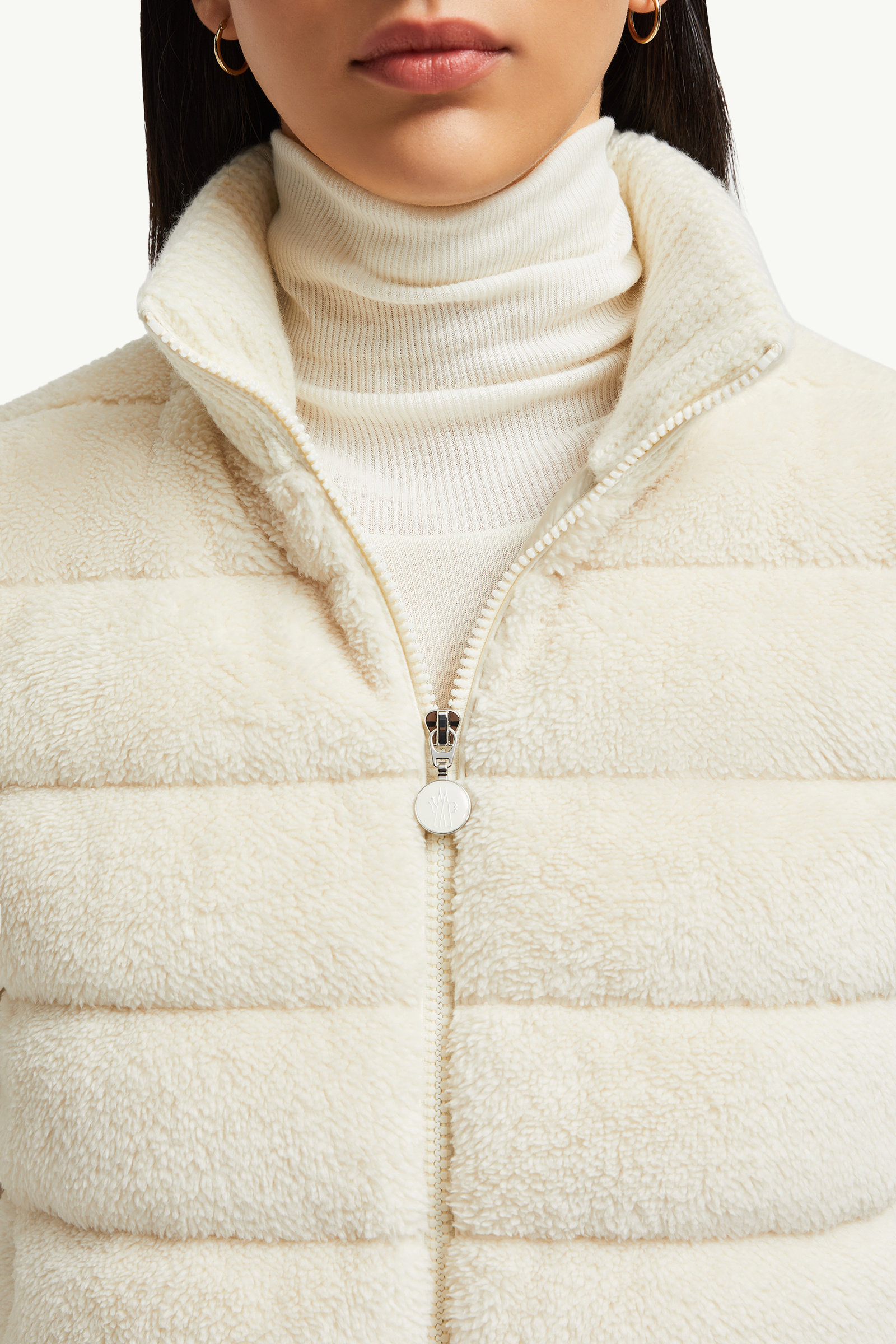 Padded Wool & Teddy Zip-Up Cardigan Women White Moncler 6