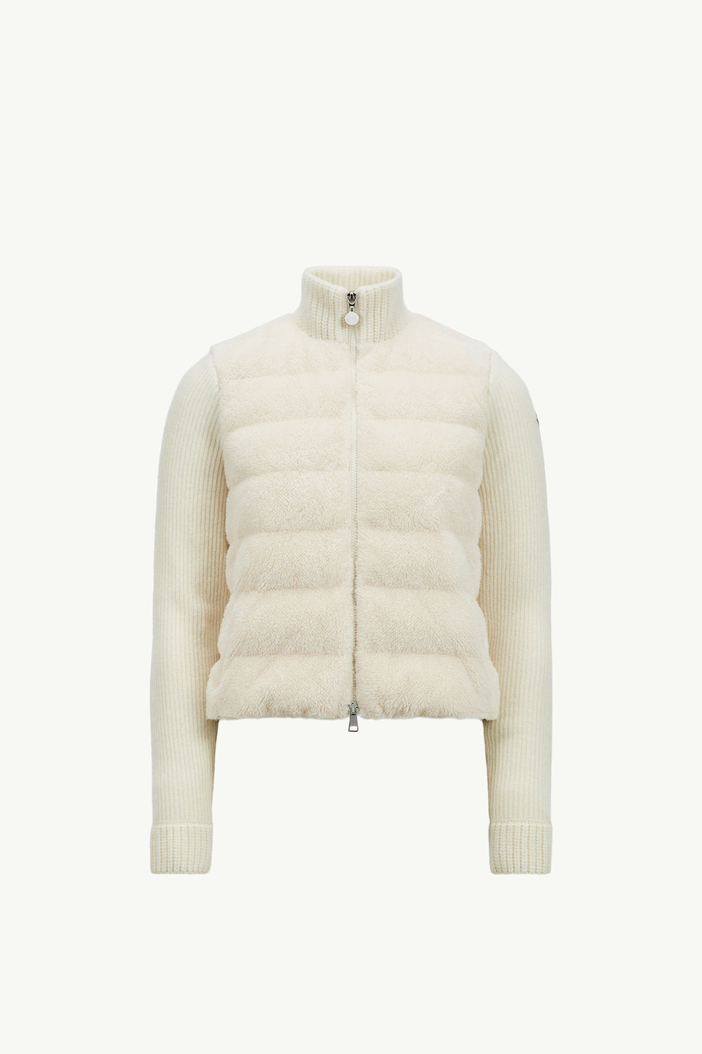 Padded Wool & Teddy Zip-Up Cardigan Women White Moncler 2