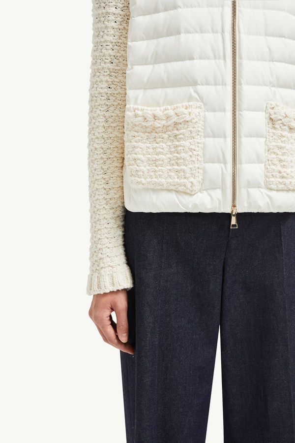 Cardigan imbottito in cotone con zip Donna Bianco Moncler 5