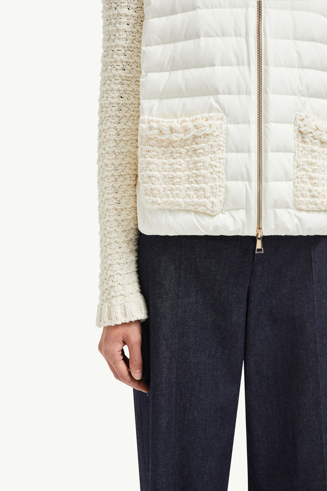 Padded Cotton Zip-Up Cardigan Women White Moncler 5