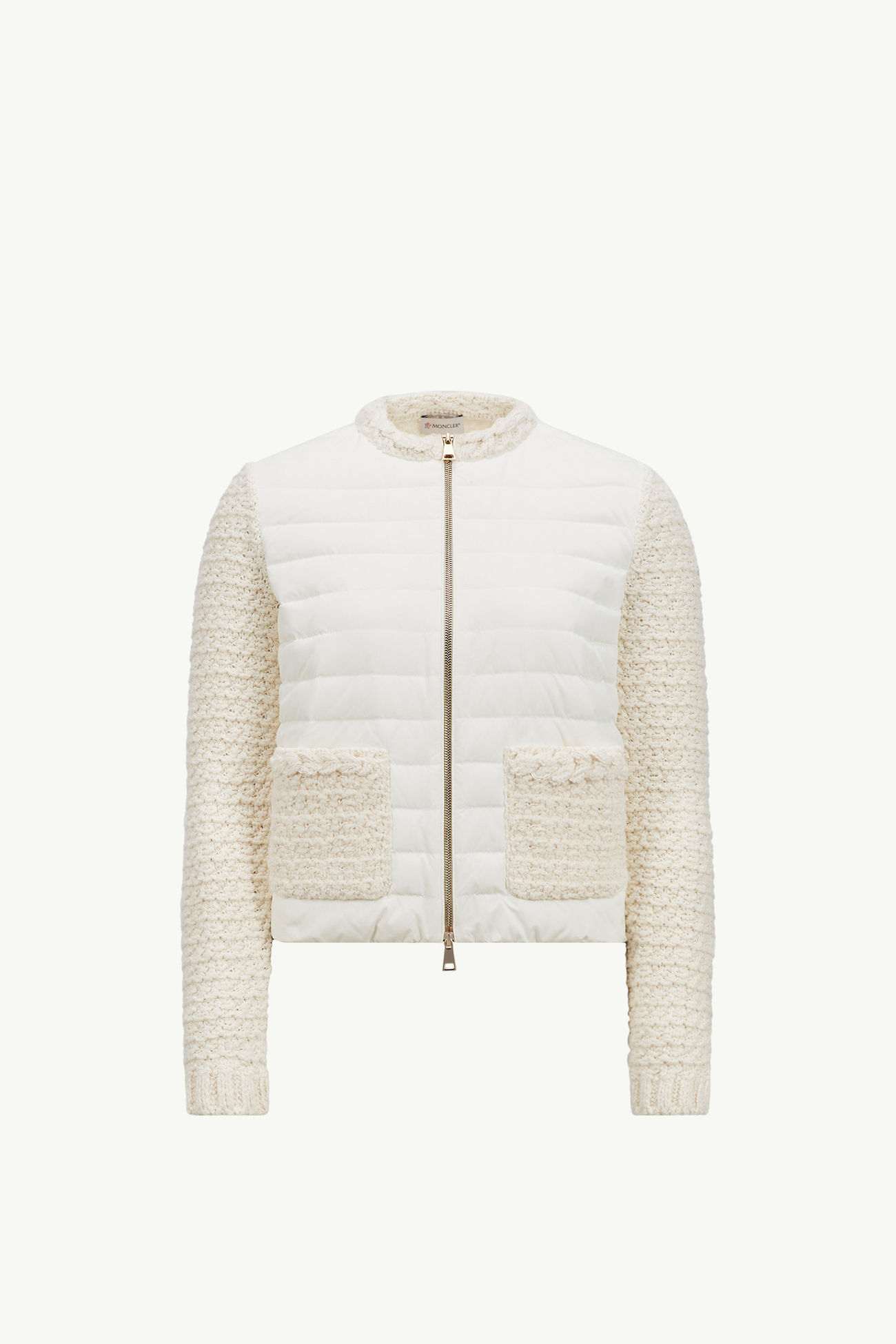 Padded Cotton Zip-Up Cardigan Women White Moncler 2