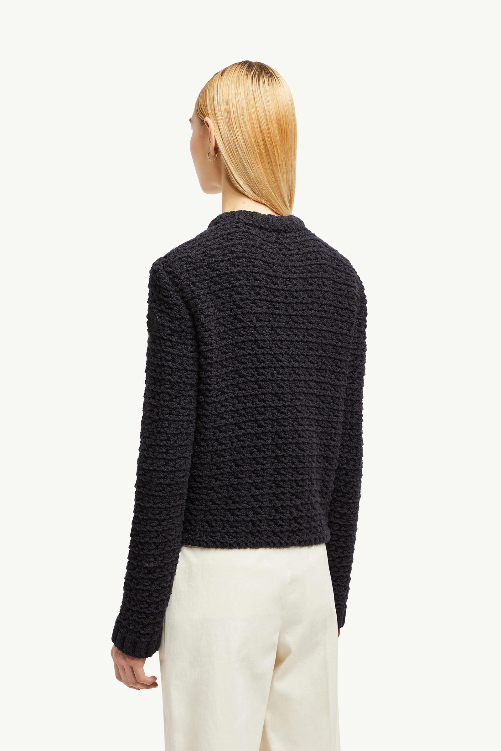 Cardigan imbottito in cotone con zip Donna Blu Navy Moncler 4