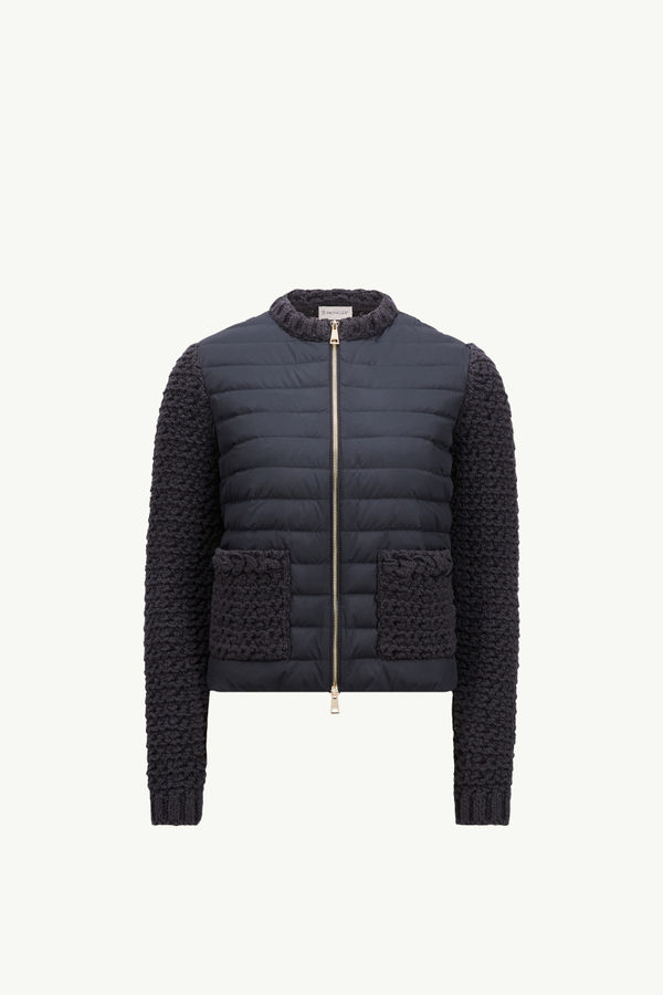 Wattierte Strickjacke aus Baumwolle Damen Navyblau Moncler 2