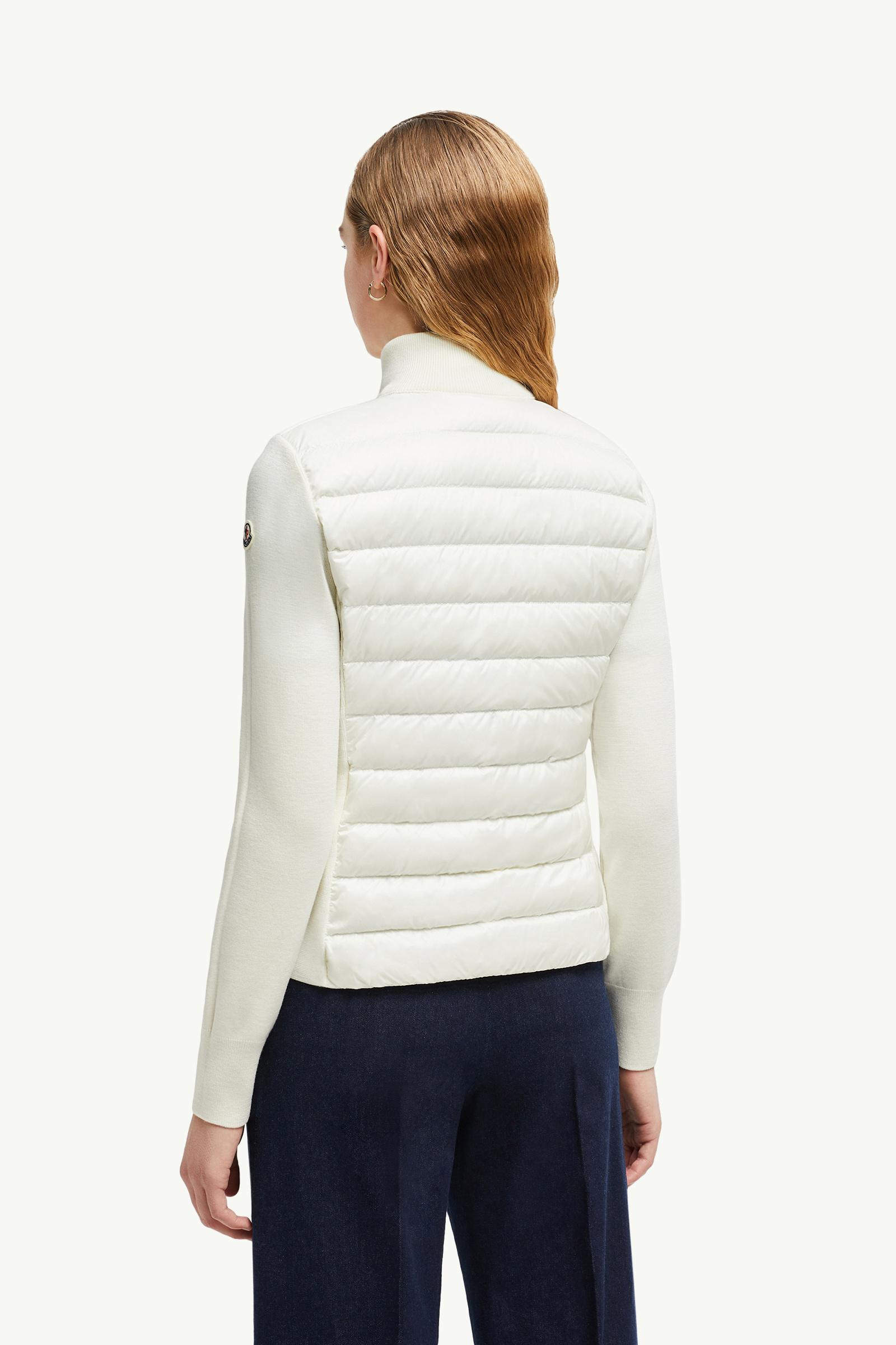 White Padded Wool Zip-Up Cardigan - Sweaters & Cardigans for Women