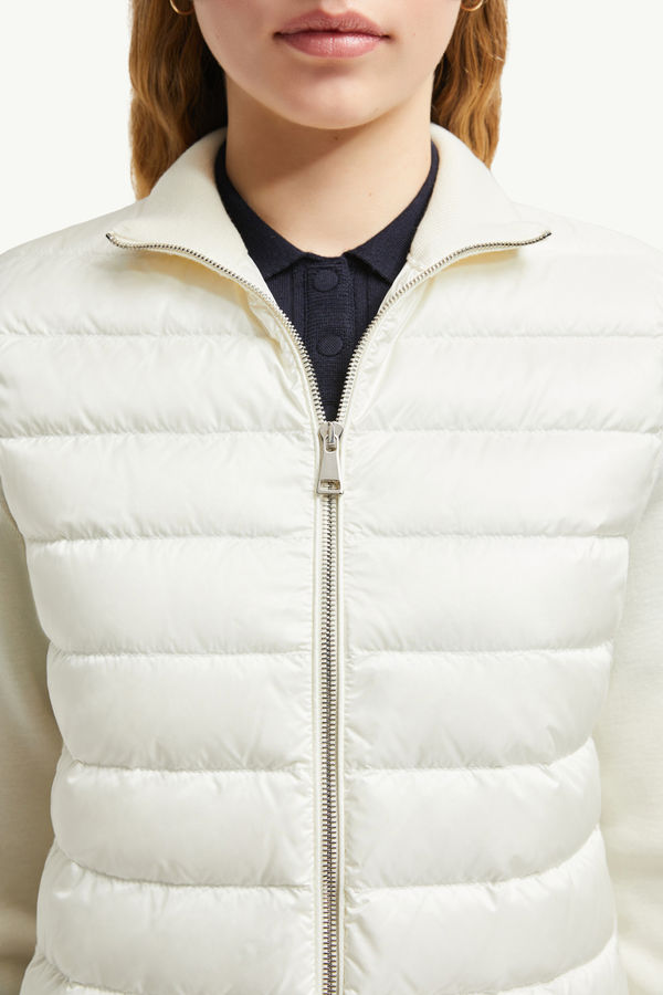 Gepolsterte Strickjacke aus Wolle mit Reißverschluss Damen Weiß Moncler 5