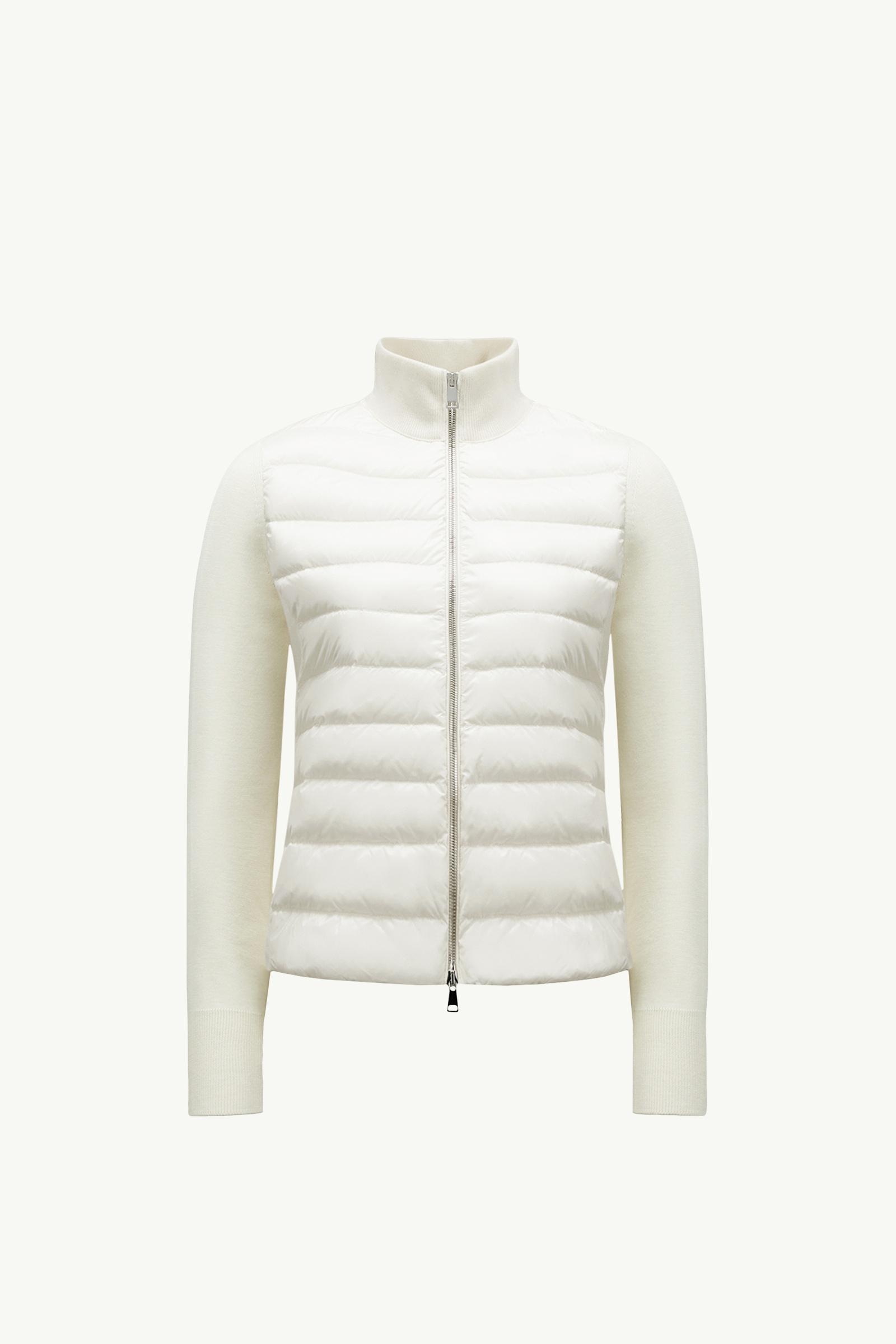 White Padded Wool Zip-Up Cardigan - Sweaters & Cardigans for Women