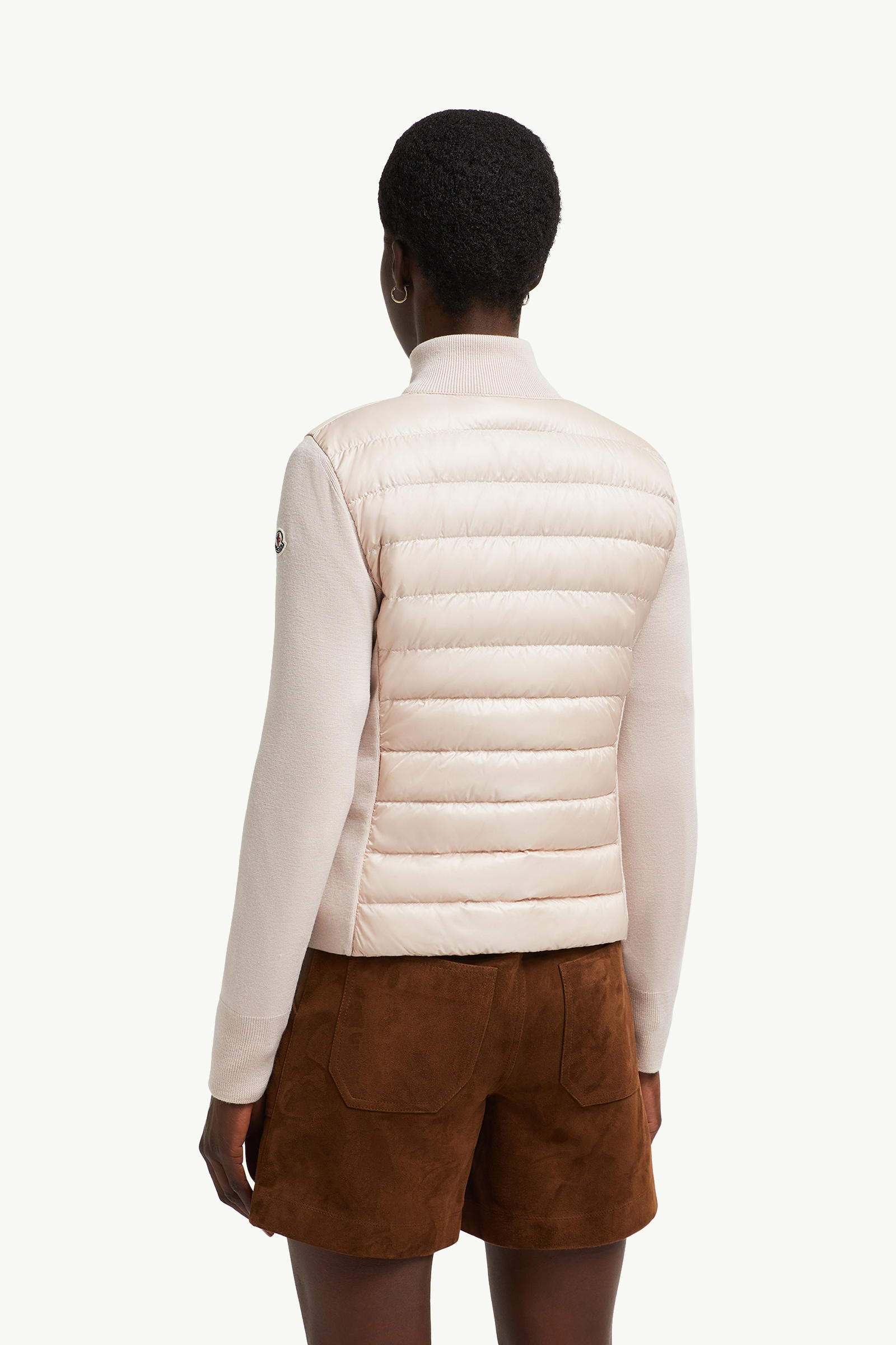 Padded Wool Zip-Up Cardigan Women Light Pink Moncler 4