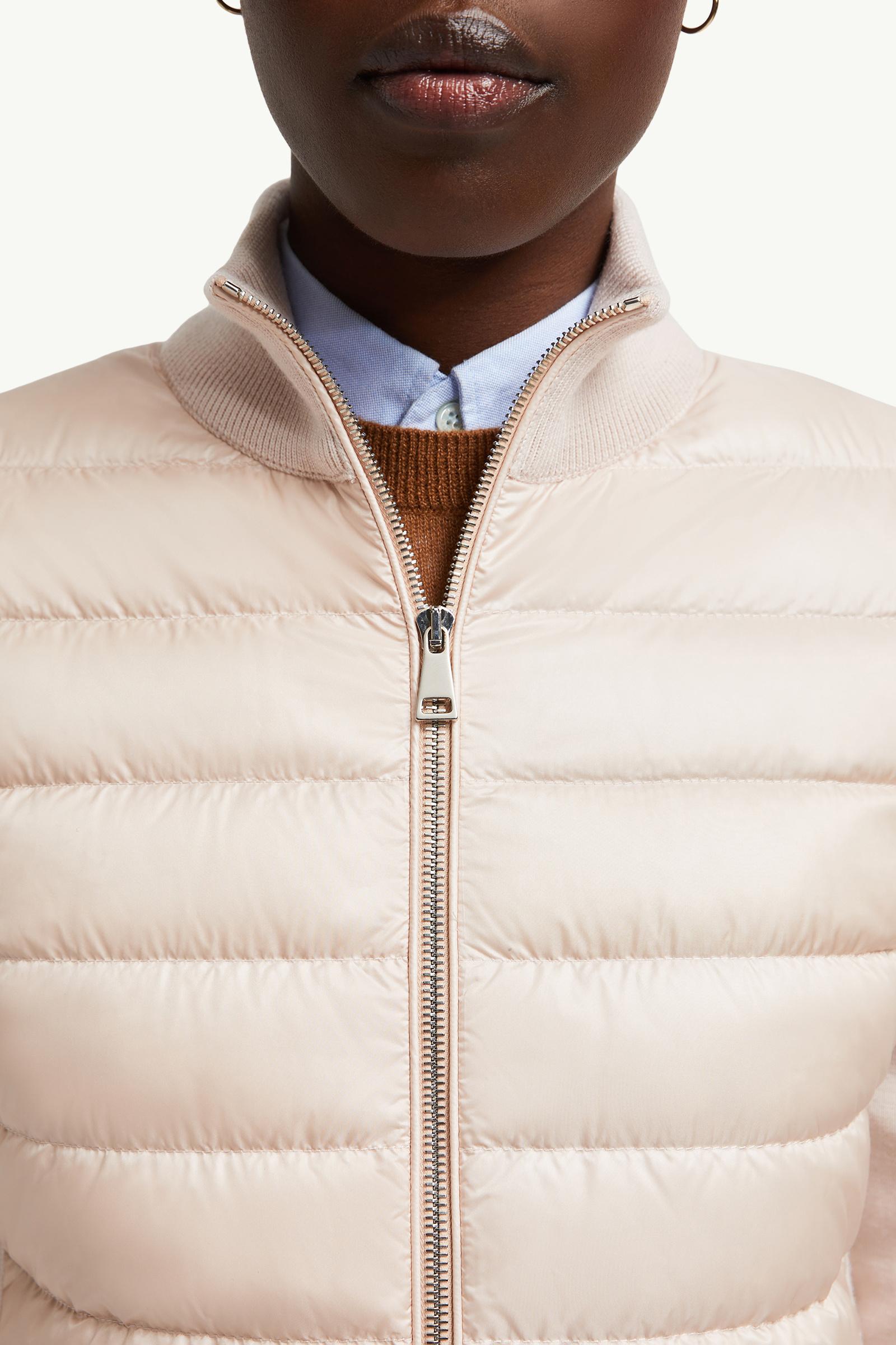 Light Pink Padded Wool Zip-Up Cardigan - Sweaters & Cardigans for