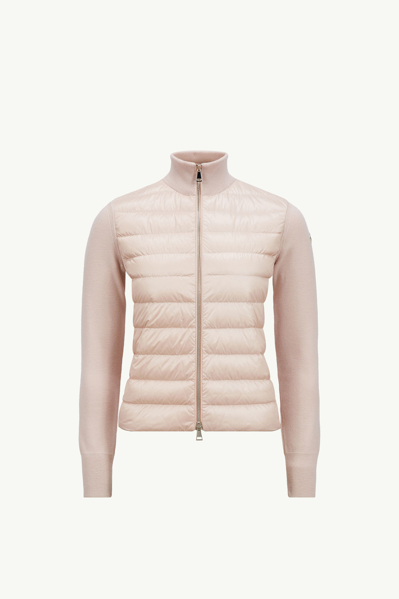 Cardigan zippé matelassé en laine Femmes Rose Clair Moncler 2