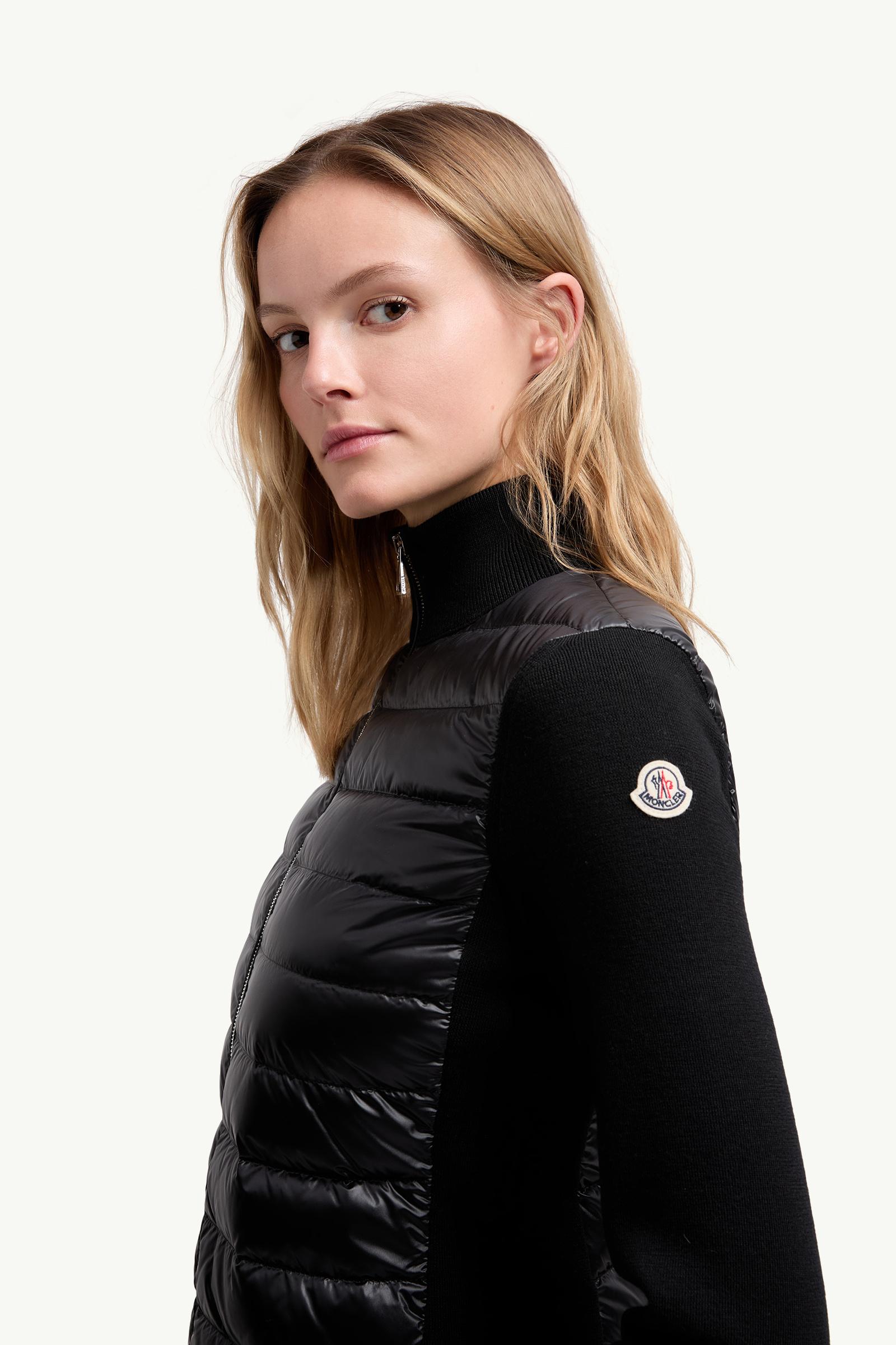 Padded Wool Zip-Up Cardigan Women Black Moncler 1