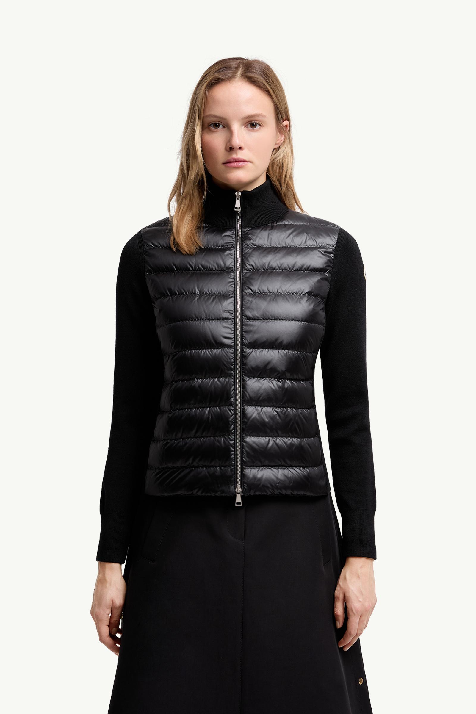 関税込 Moncler WOOL ZIP-UP CARDIGAN J20939B00041M1241999 Black Padded Zip-Up Cardigan - Sweaters & Cardigans for Men