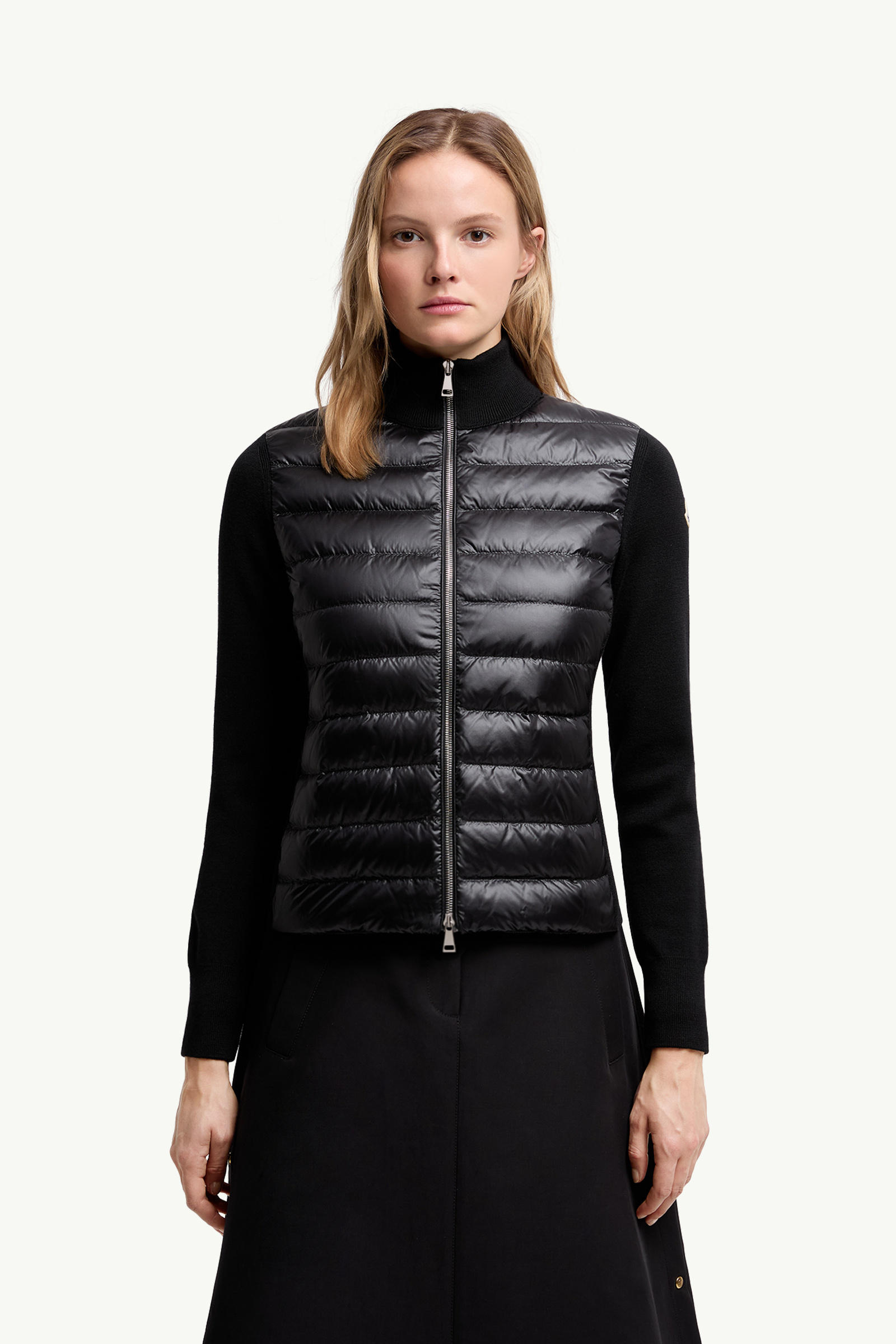 Padded Wool Zip-Up Cardigan Women Black Moncler 3