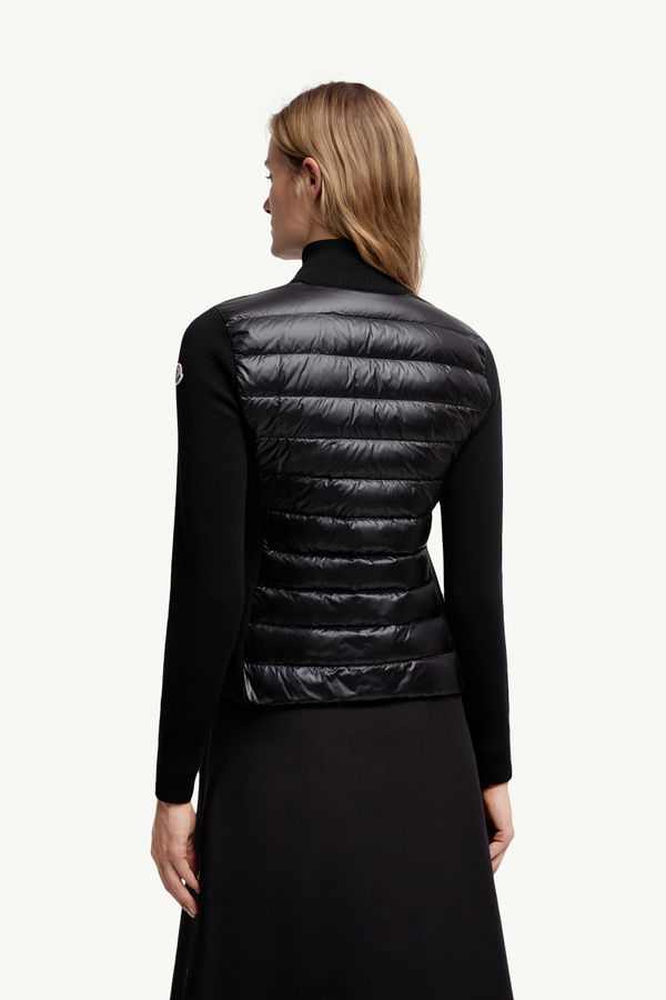 Gepolsterte Strickjacke aus Wolle mit Reißverschluss Damen Schwarz Moncler 4