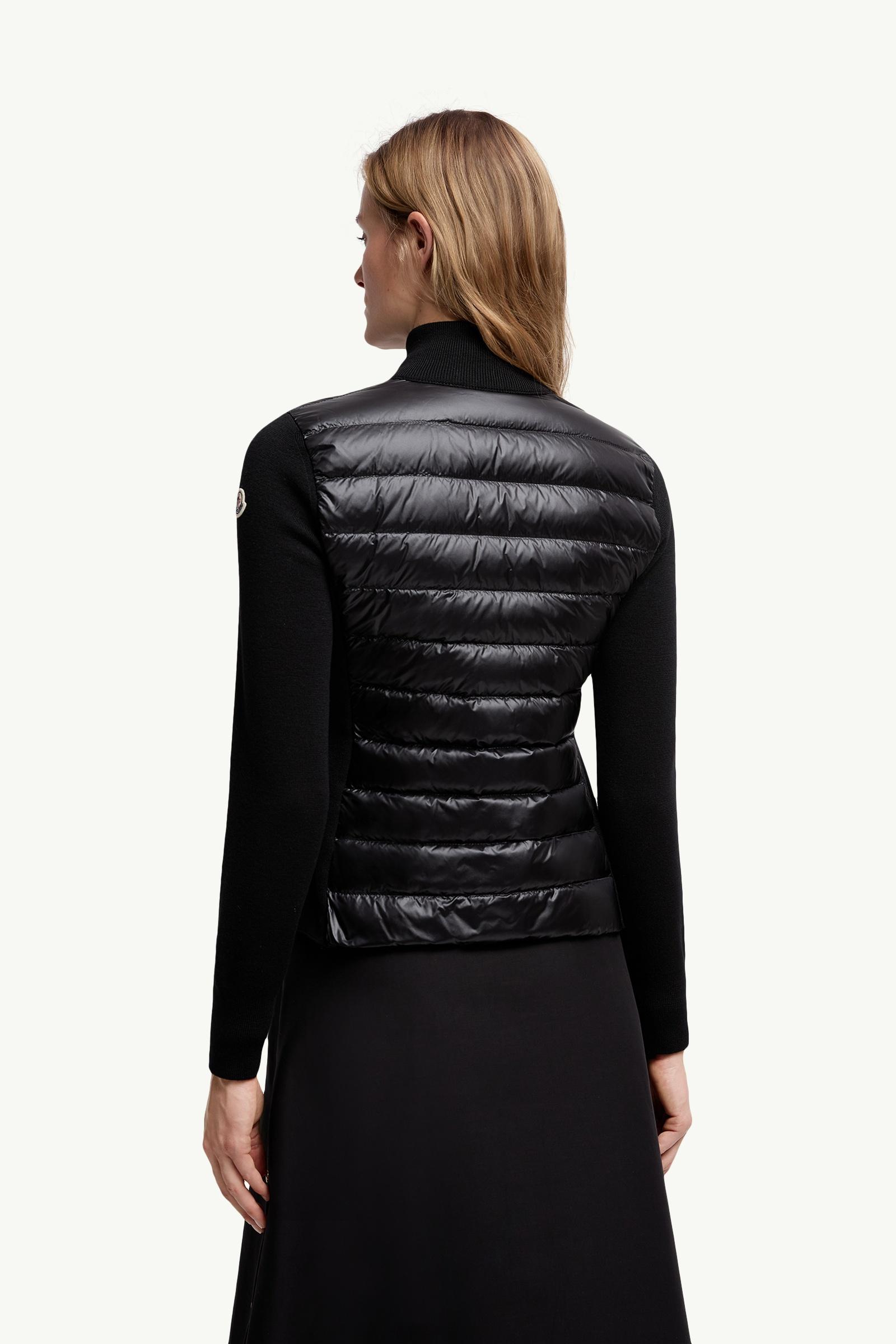 Black Padded Wool Zip-Up Cardigan - Sweaters & Cardigans for Women