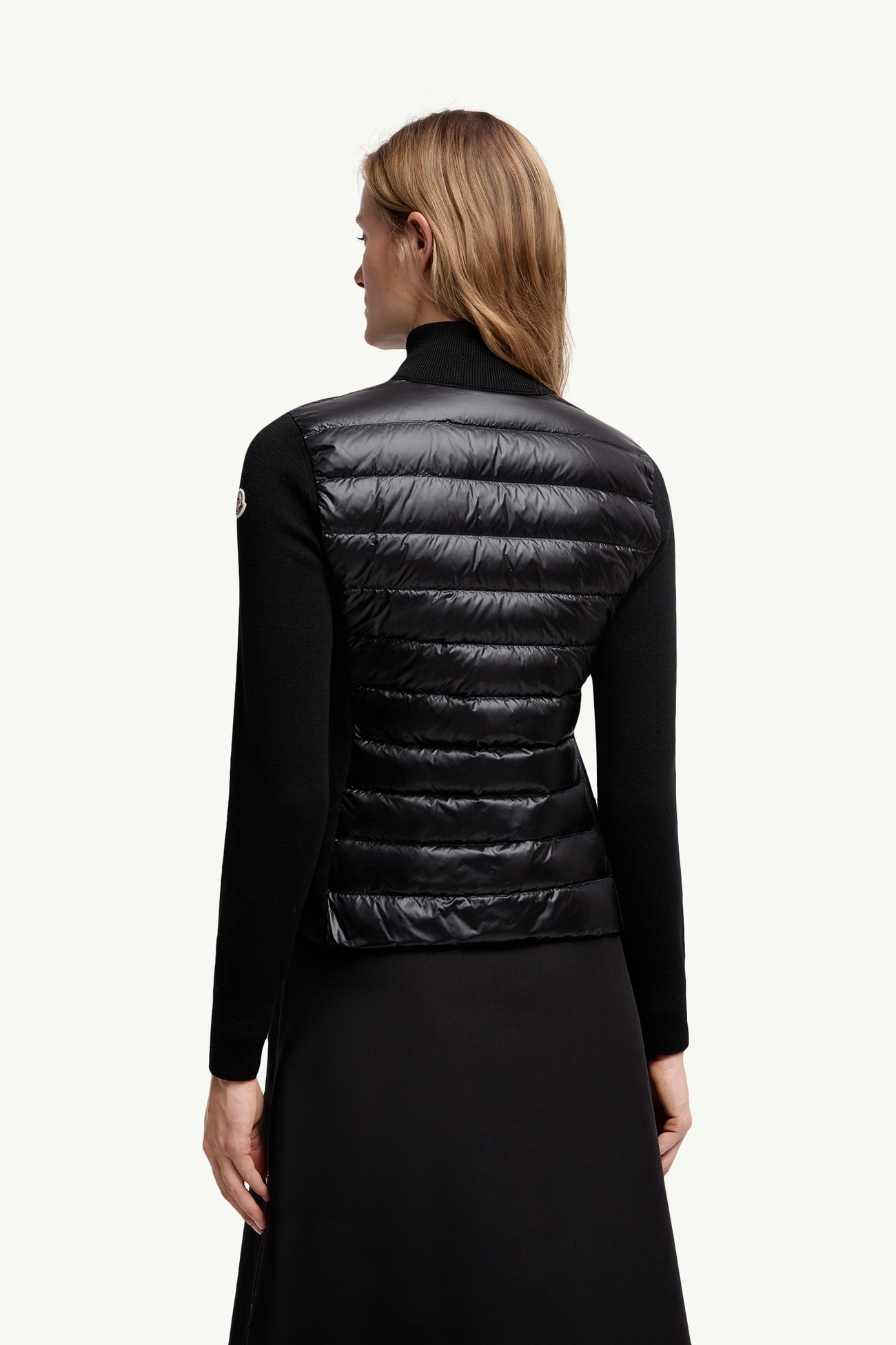 夾層羊毛拉鏈開襟毛衣 女士 黑色 Moncler 4