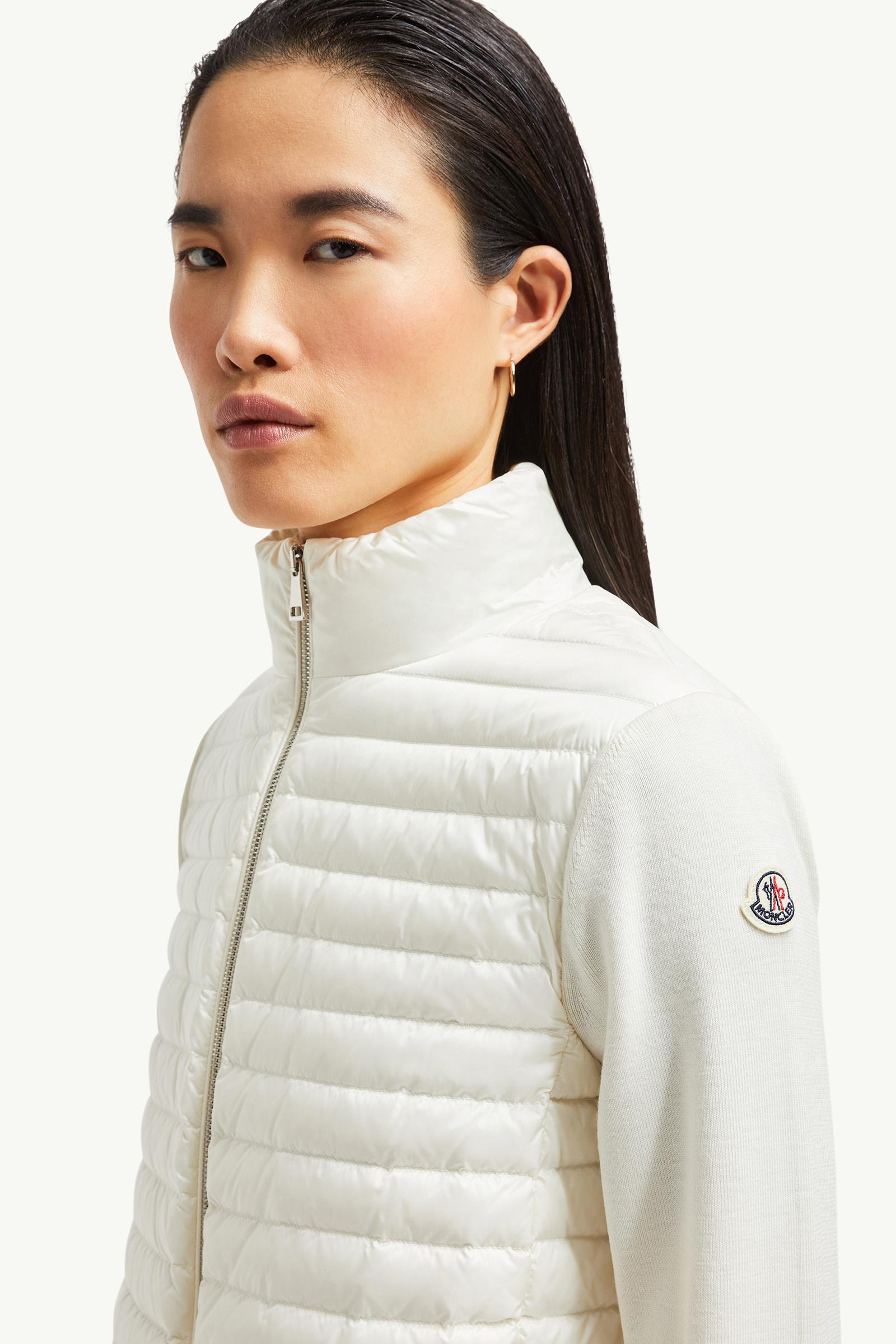 Padded Wool Zip-Up Cardigan Women White Moncler 1