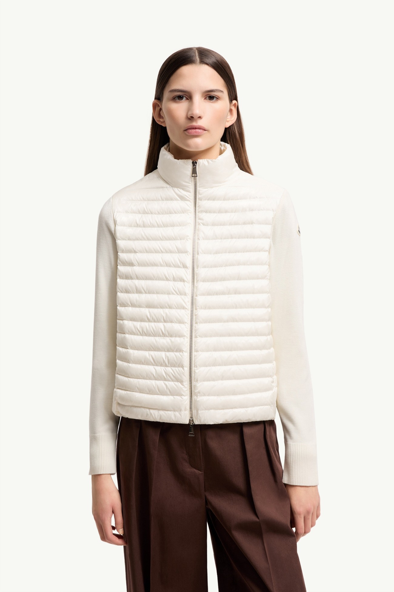 Padded Wool Zip-Up Cardigan Women White Moncler 3