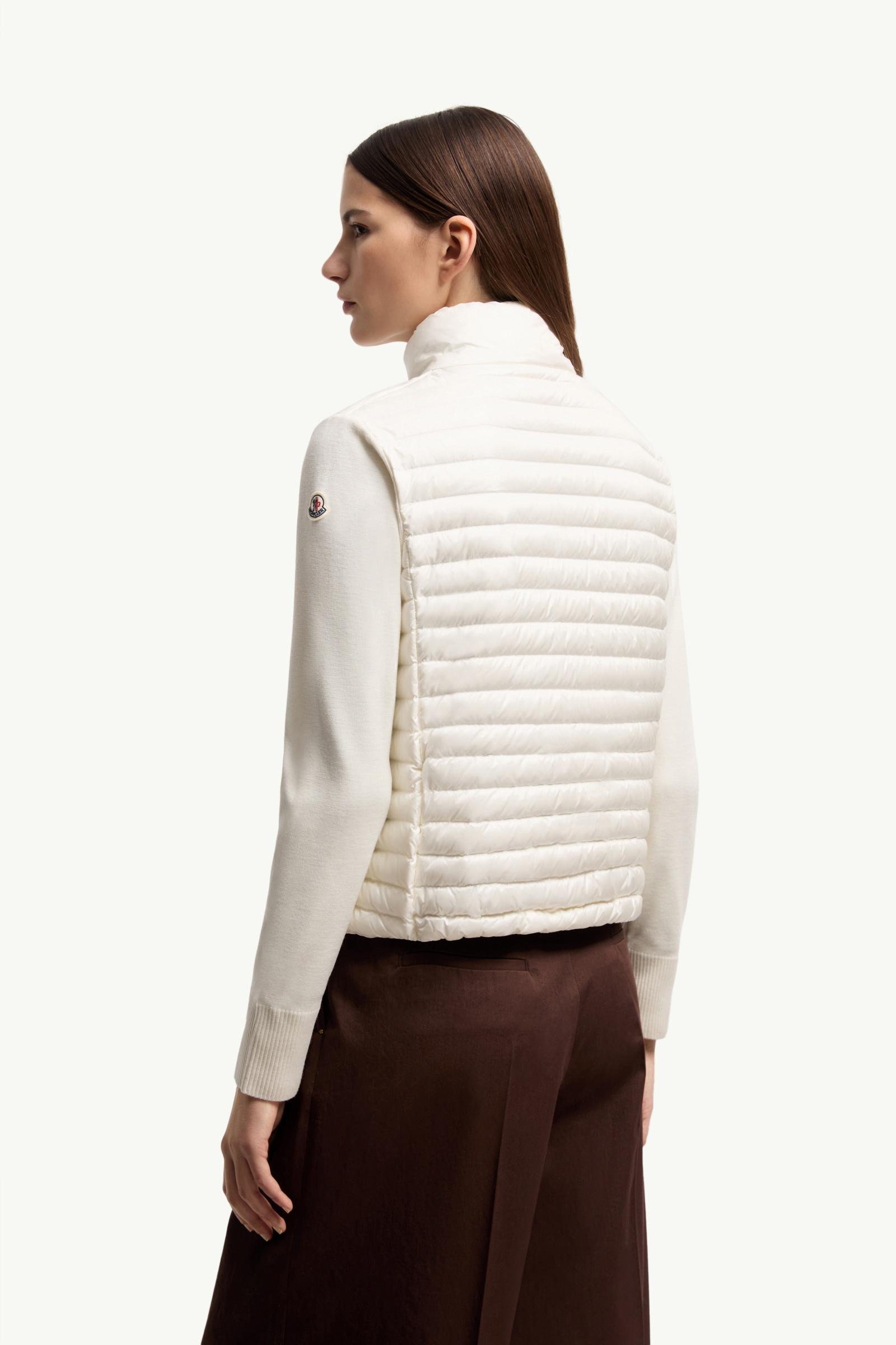 White Padded Wool Zip-Up Cardigan - Sweaters & Cardigans for Women