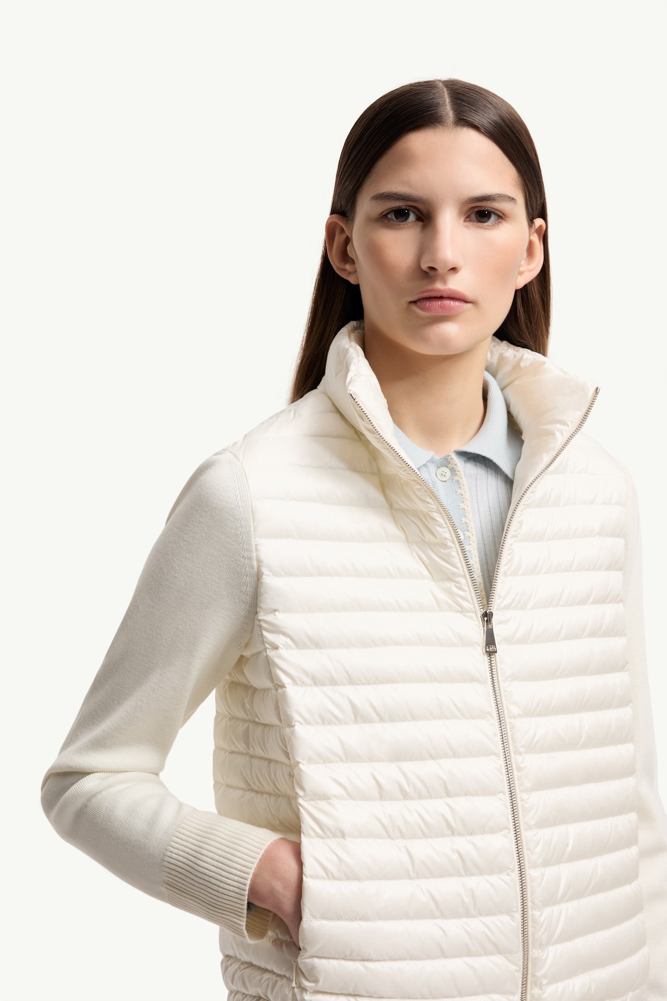 Padded Wool Zip-Up Cardigan Women White Moncler 5