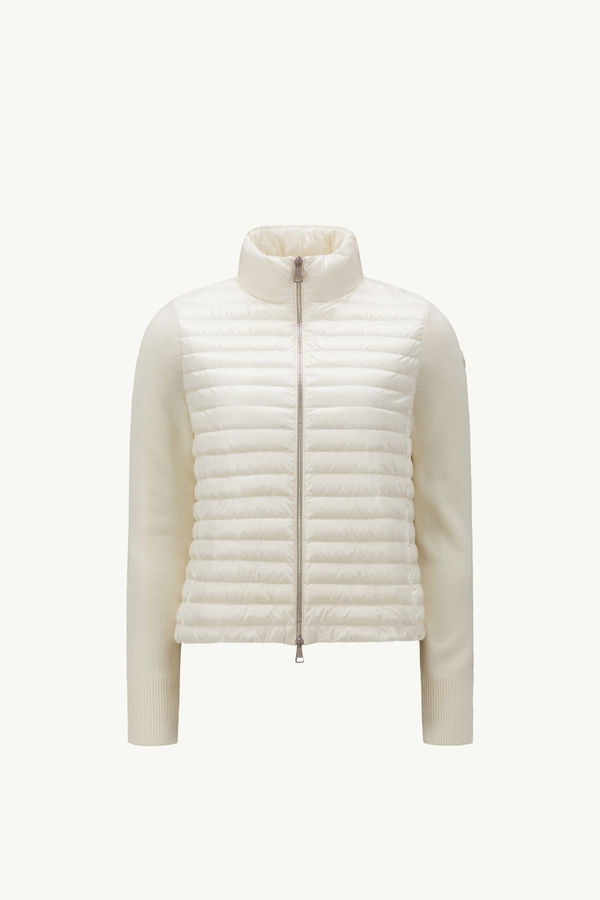 Padded Wool Zip-Up Cardigan Women White Moncler 2