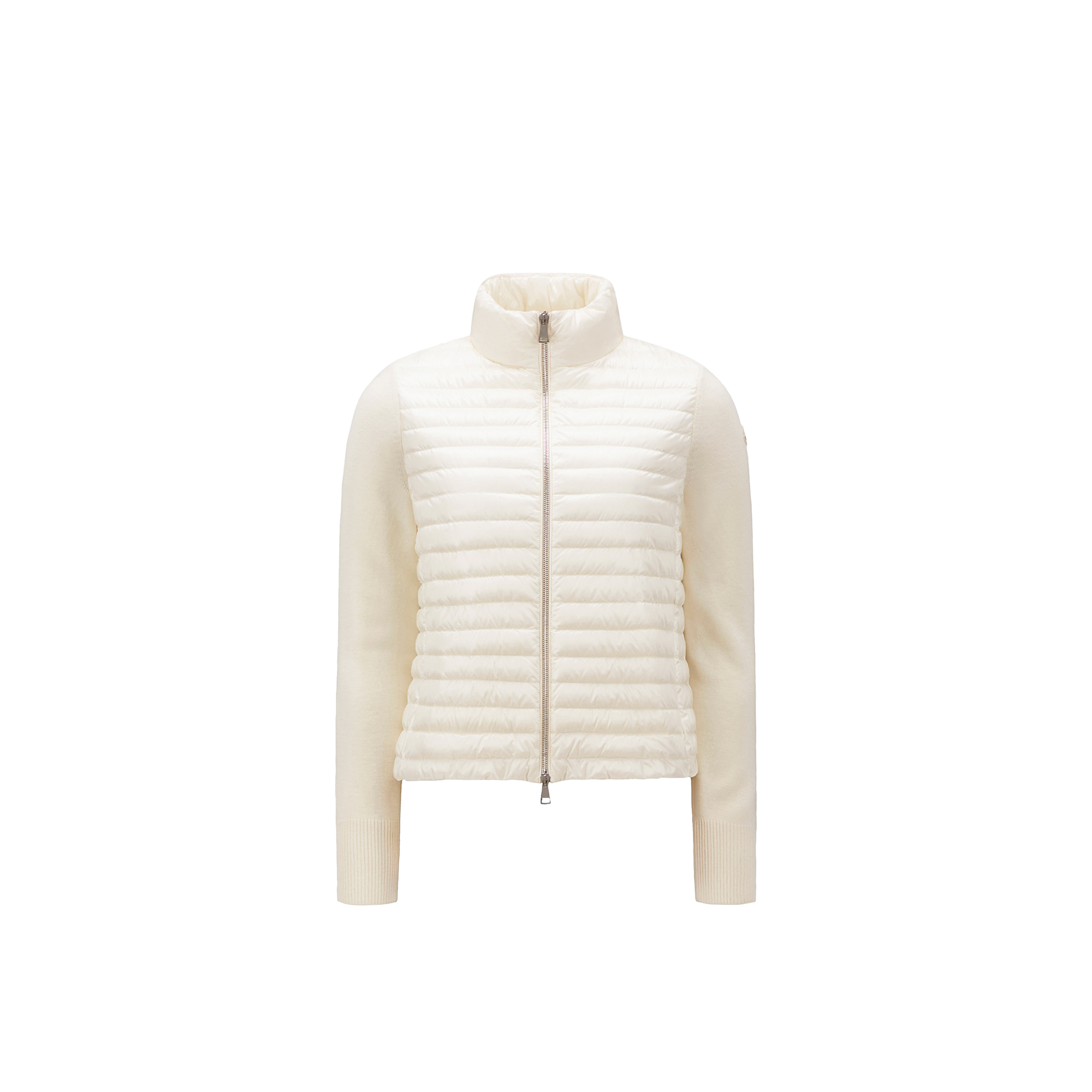 Moncler   Padded Wool Zip-Up Cardigan for Women in White, Size: L