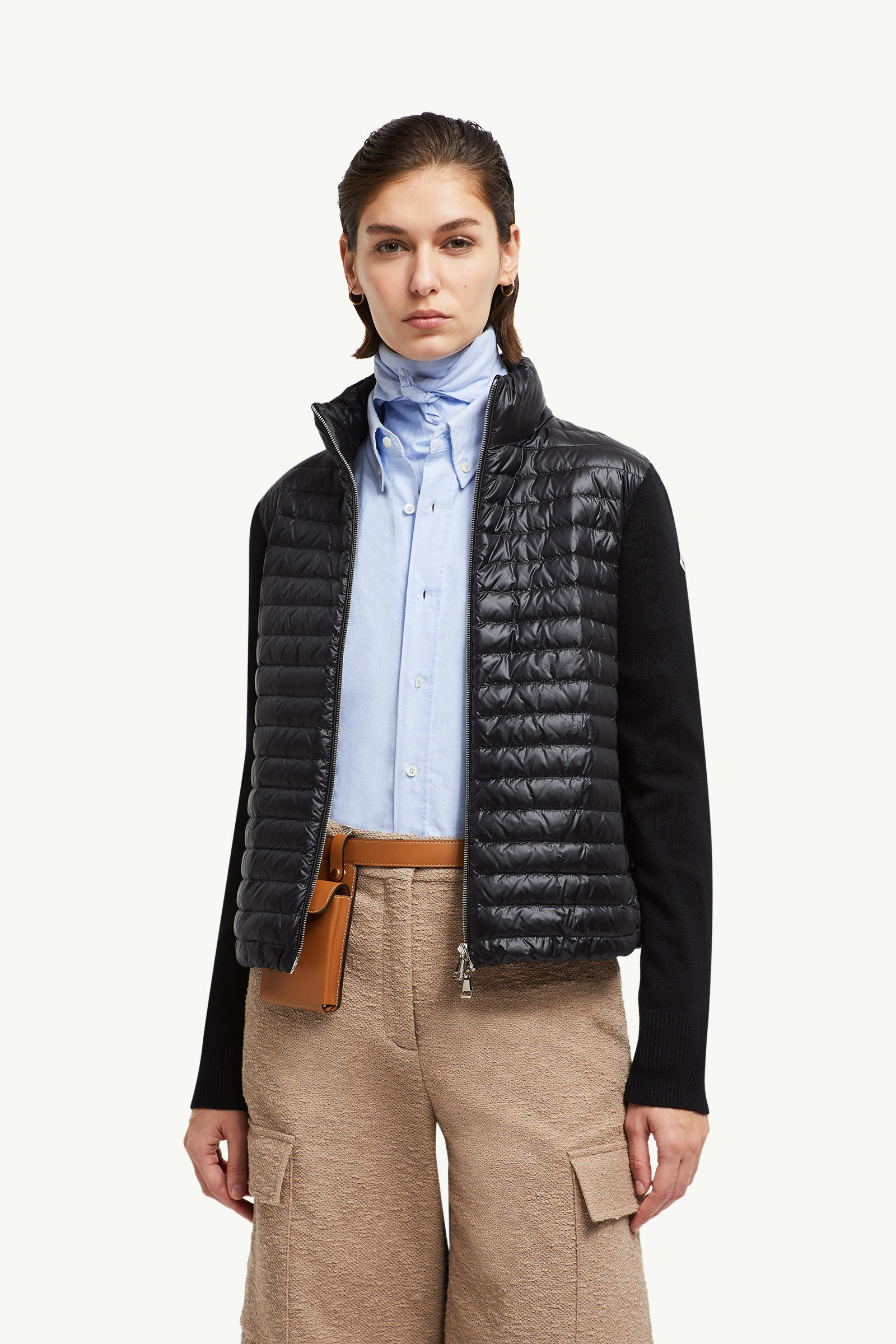 Padded Wool Zip-Up Cardigan Women Black Moncler 0