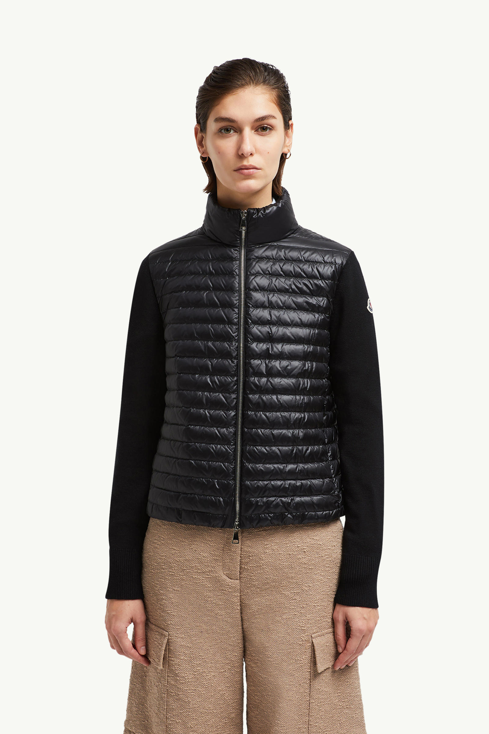 Padded Wool Zip-Up Cardigan Women Black Moncler 3