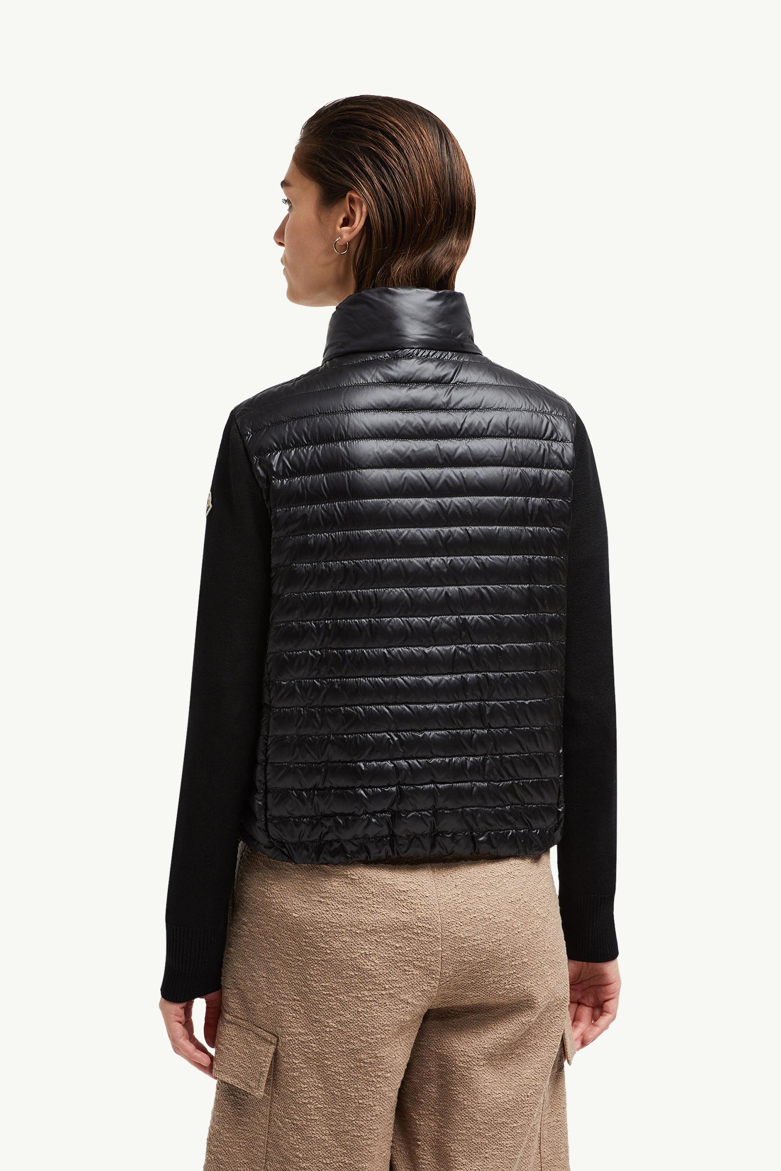 Black Padded Wool Zip-Up Cardigan - Sweaters & Cardigans for