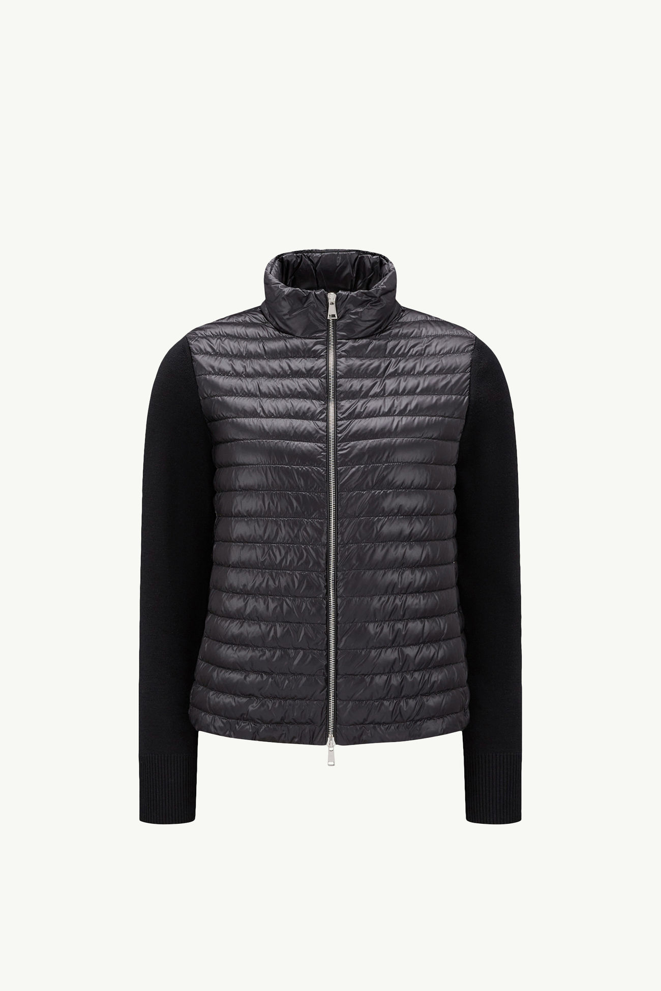 Padded Wool Zip-Up Cardigan Women Black Moncler 2