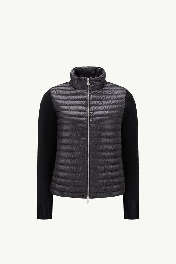 Padded Wool Zip-Up Cardigan Women Black Moncler 2