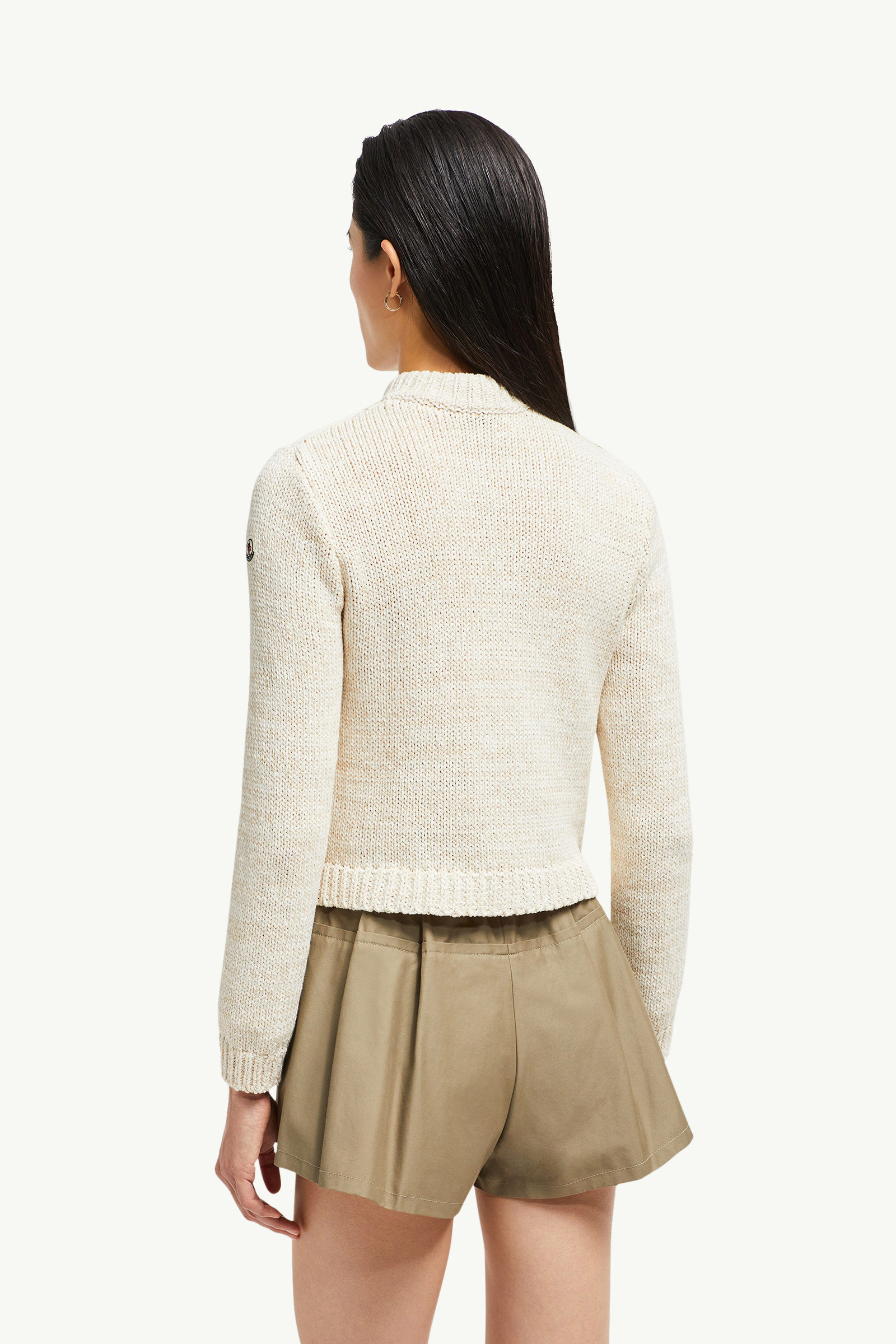 Wattierte Strickjacke aus Baumwolle Damen Weiß Moncler 4