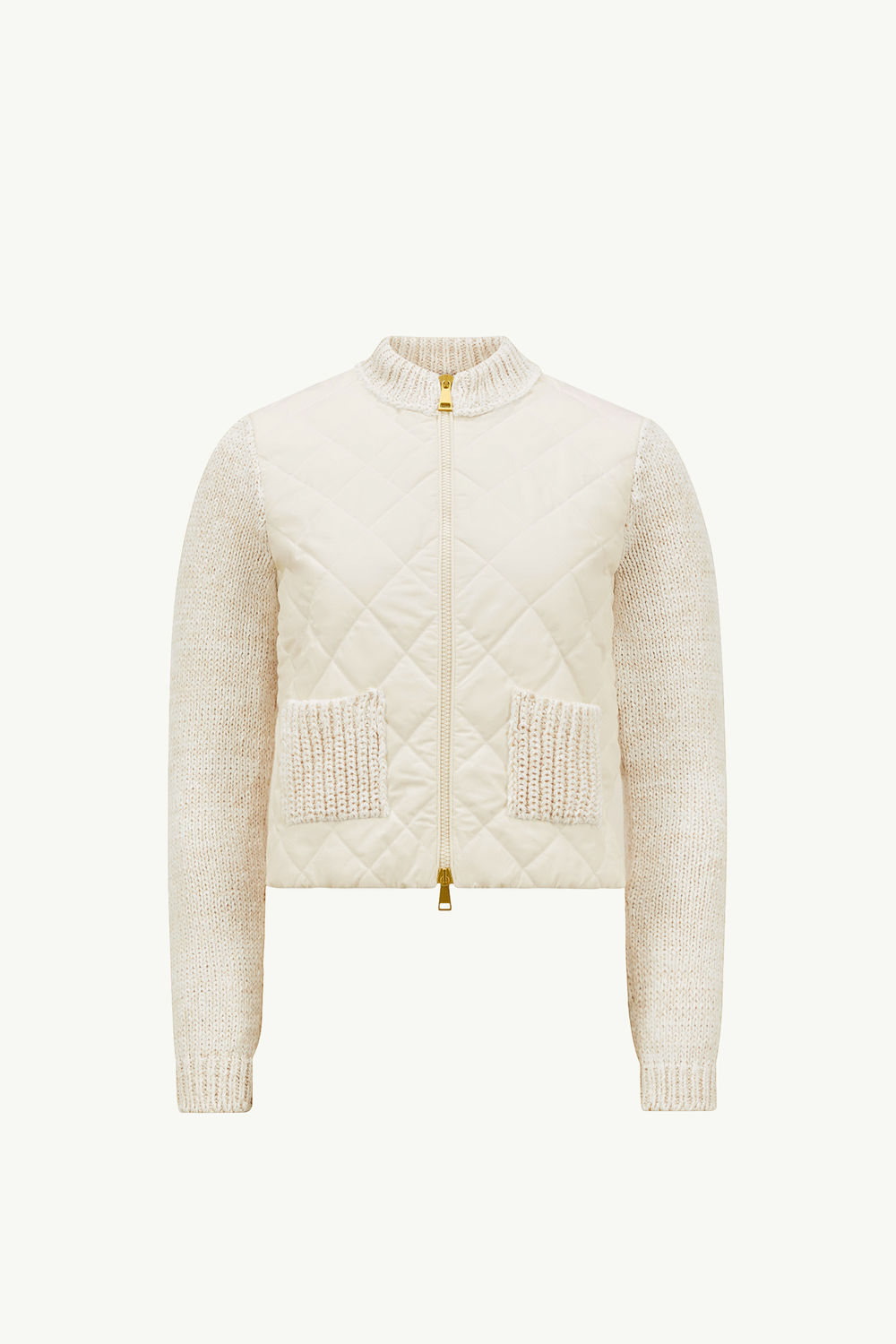 Padded Cotton Zip-Up Cardigan Women White Moncler 2