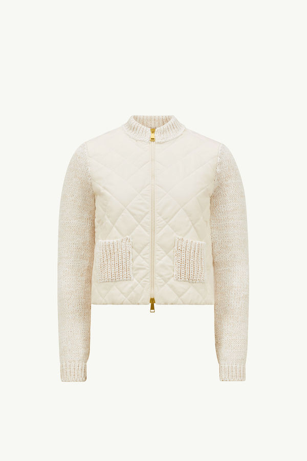 Padded Cotton Zip-Up Cardigan Women White Moncler 2