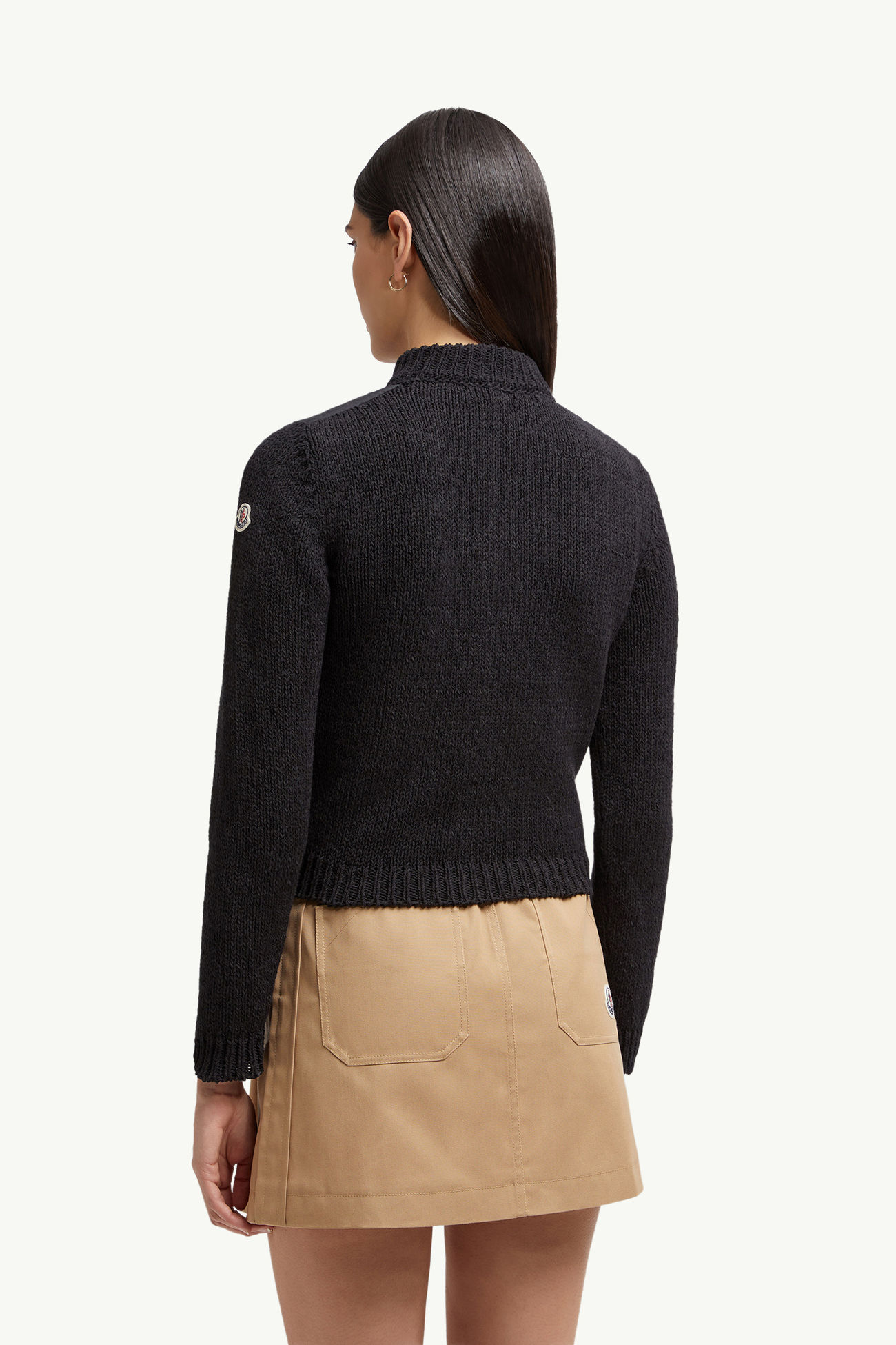 Wattierte Strickjacke aus Baumwolle Damen Schwarz Moncler 4