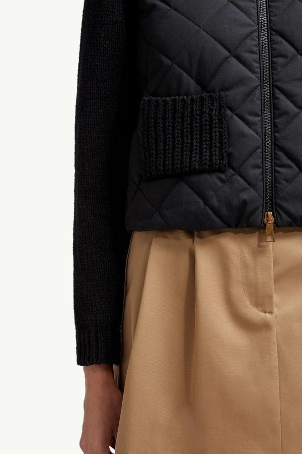 Padded Cotton Zip-Up Cardigan Women Black Moncler 5