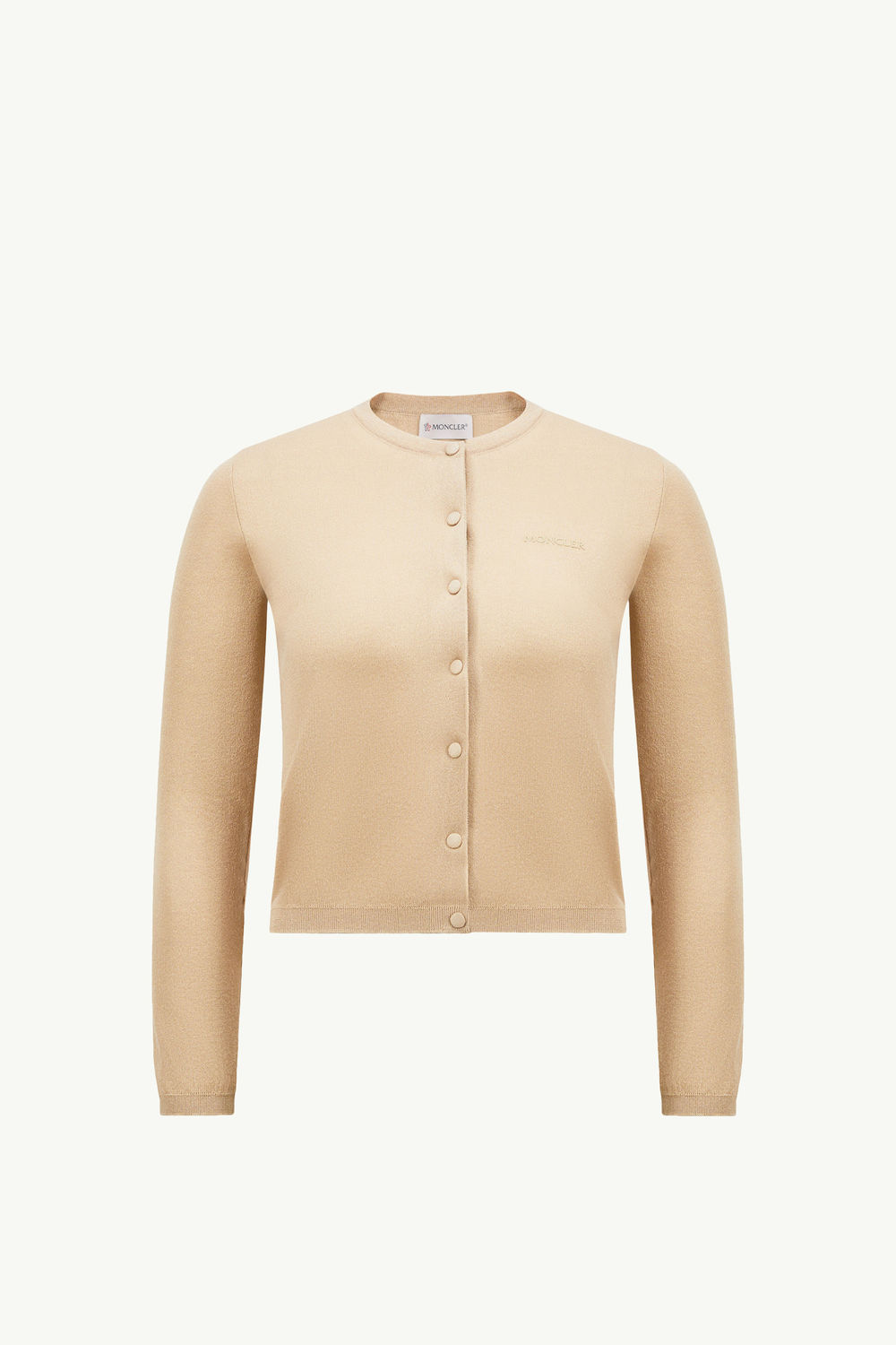 Embroidered Logo Cotton Cardigan Women Light Beige Moncler 2