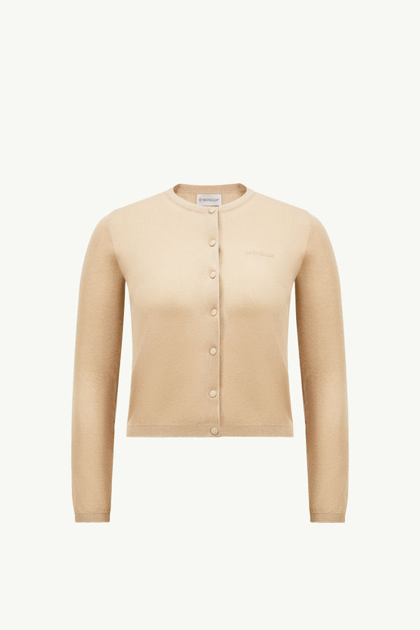 Strickjacke aus Baumwolle mit Logostickerei Damen Hellbeige Moncler 2