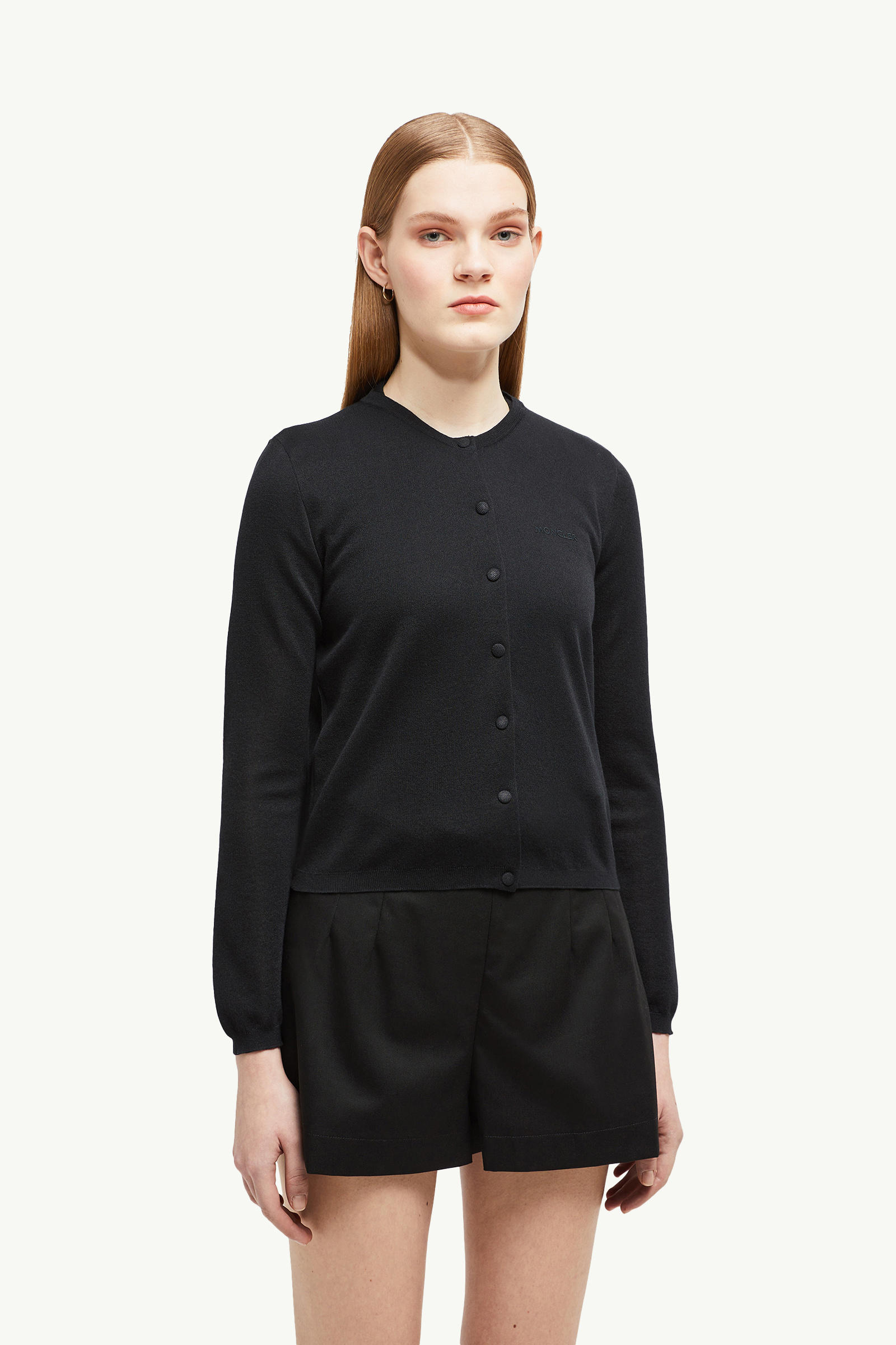 Cardigan en coton à logo brodé Femmes Noir Moncler 3