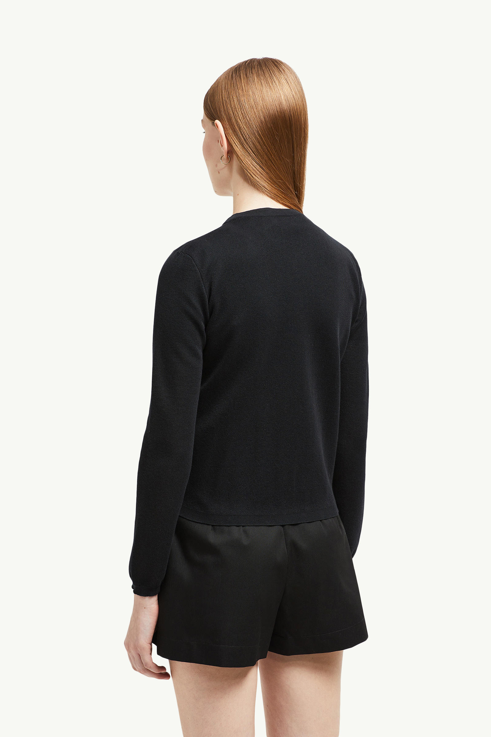 Cardigan in cotone con logo ricamato Donna Nero Moncler 4