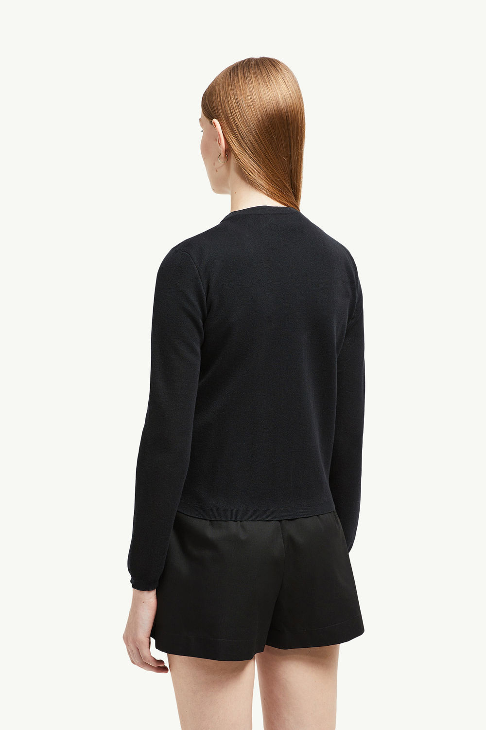 Embroidered Logo Cotton Cardigan Women Black Moncler 4