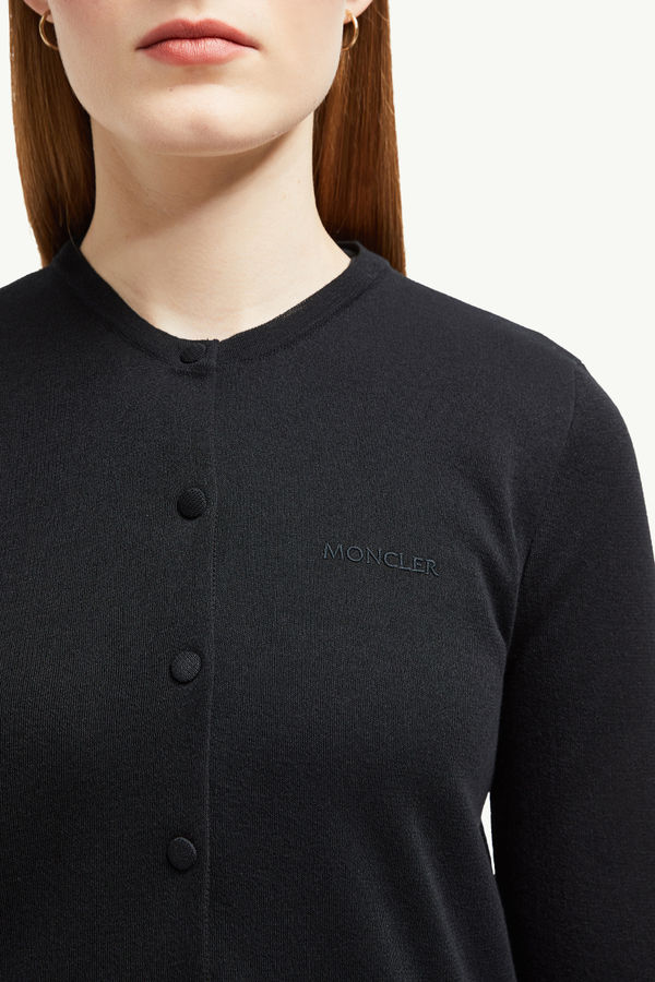 Strickjacke aus Baumwolle mit Logostickerei Damen Schwarz Moncler 5