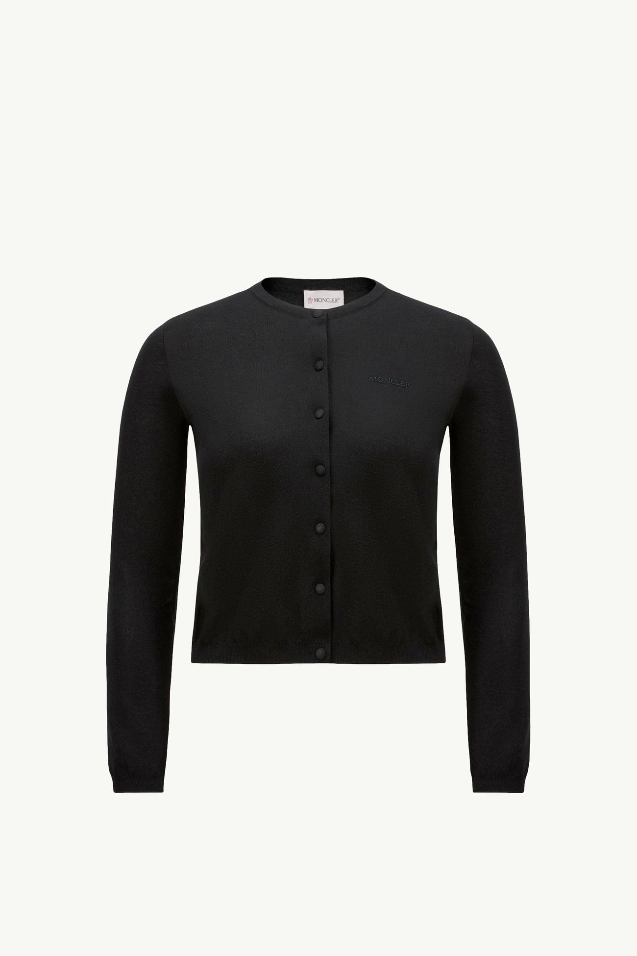 Embroidered Logo Cotton Cardigan Women Black Moncler 2