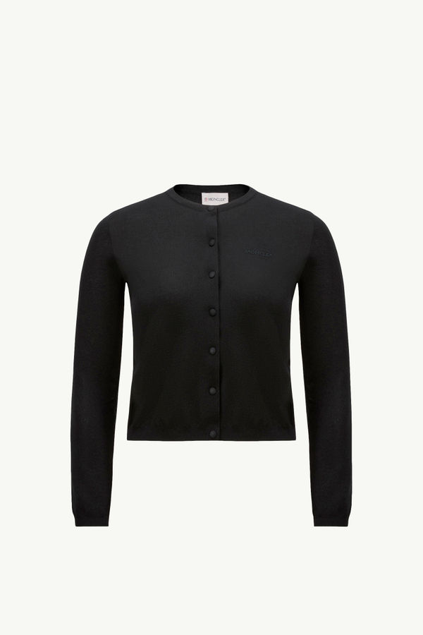 Strickjacke aus Baumwolle mit Logostickerei Damen Schwarz Moncler 2