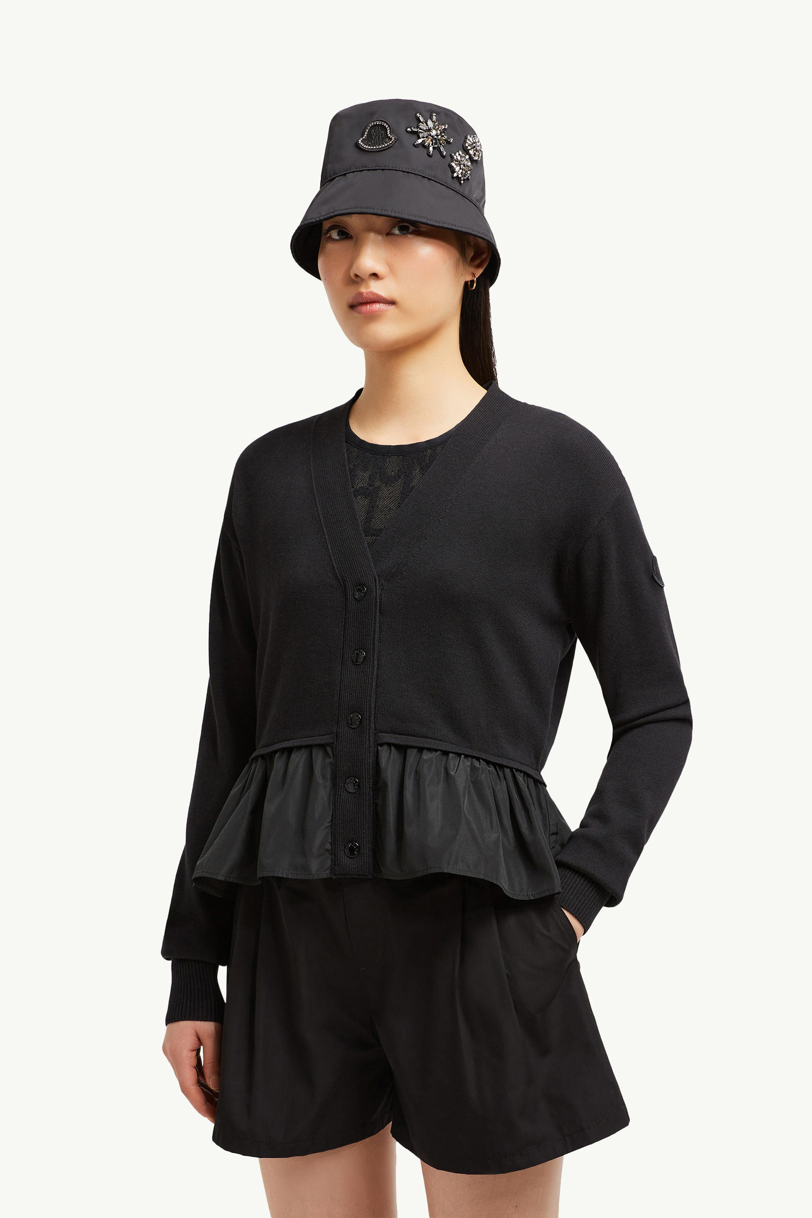 Cotton, Cashmere & Silk Cardigan Women Black Moncler 0